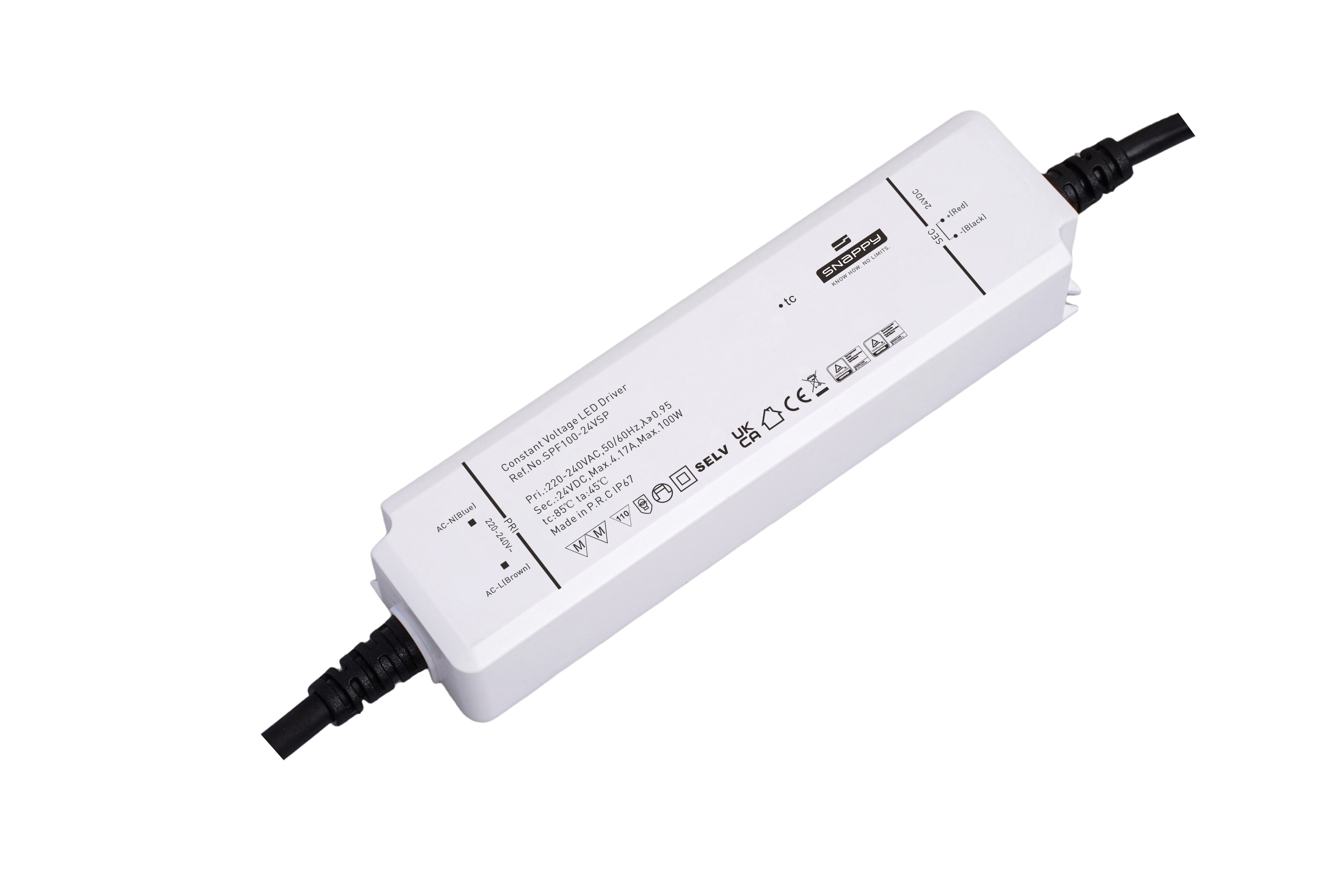 4262543211275 - Snappy SPF100-24VSP – LED Netzteil 24V DC 100 W IP67 Konstantspannung PFC TÜV CE