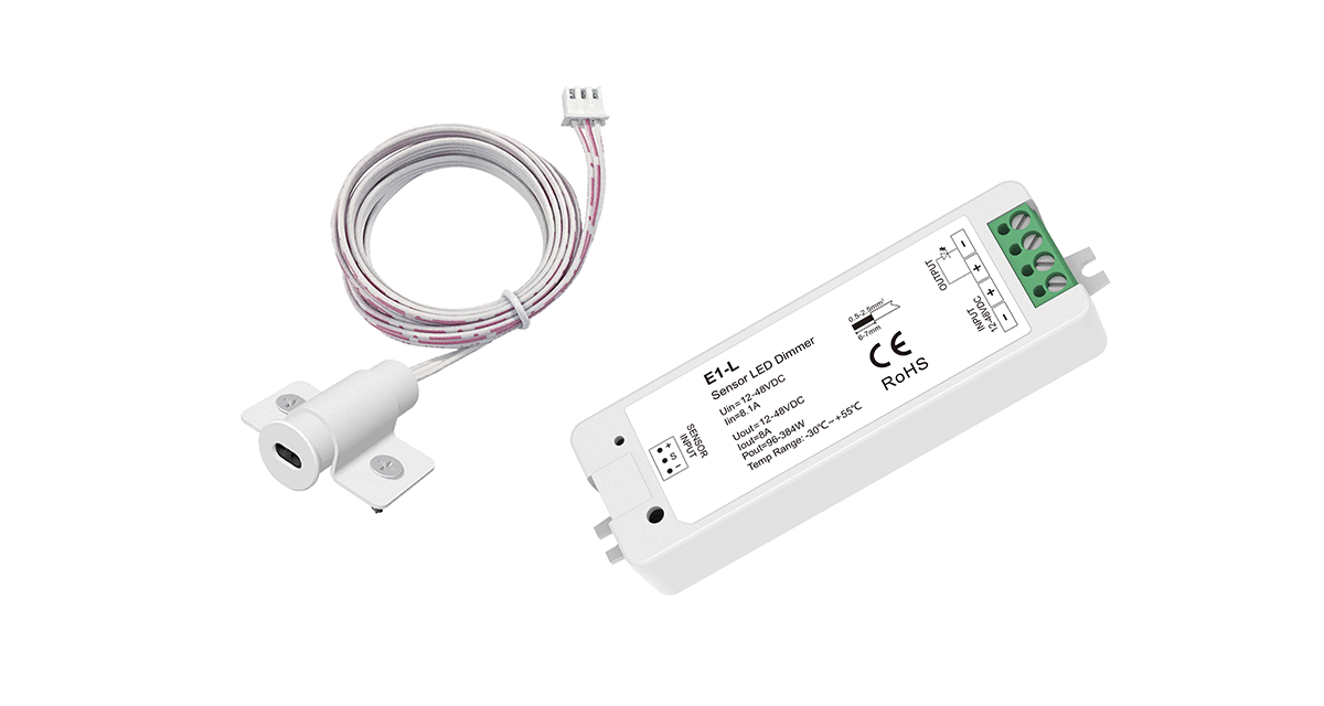 E1-L+EB Berührungsloser LED-Dimmer mit Handbewegungssensor – 12–48 V, 8A, für LED-Streifen & Möbelbeleuchtung