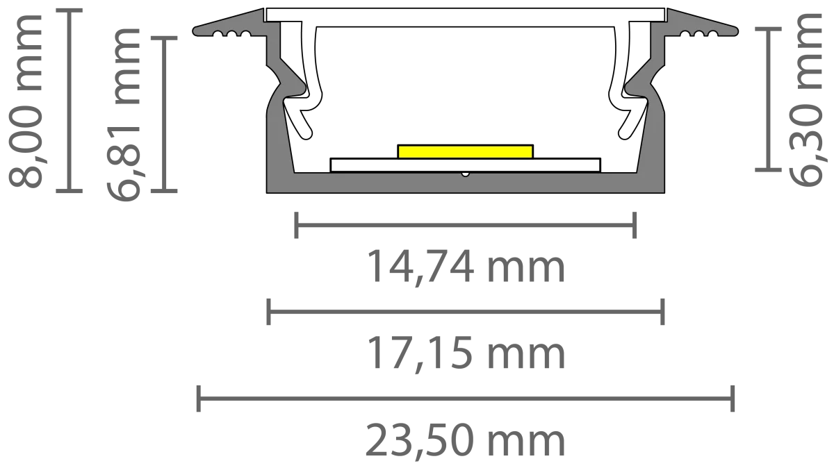 7640273920488 - Ultraflaches LED Alu Einbauprofil 2m EXO-NLN1F_14 (14 mm) –| Aluminiumprofil mit Flügeln für LED-Strips 7640273920488 - Ultraflaches LED Alu Einbauprofil 2m EXO-NLN1F_14 (14 mm) –| Aluminiumprofil mit Flügeln für LED-Strips