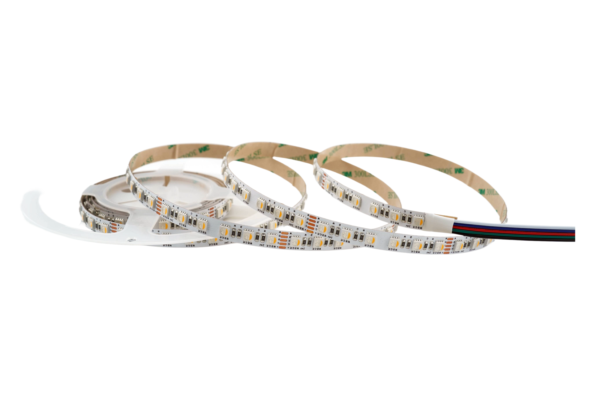 RGBW-LED Streifen 60LEDs/m | 13W/m | 24V DC | IP65 | 1.100mm Länge mit 50cm schwarzem Rundkabel