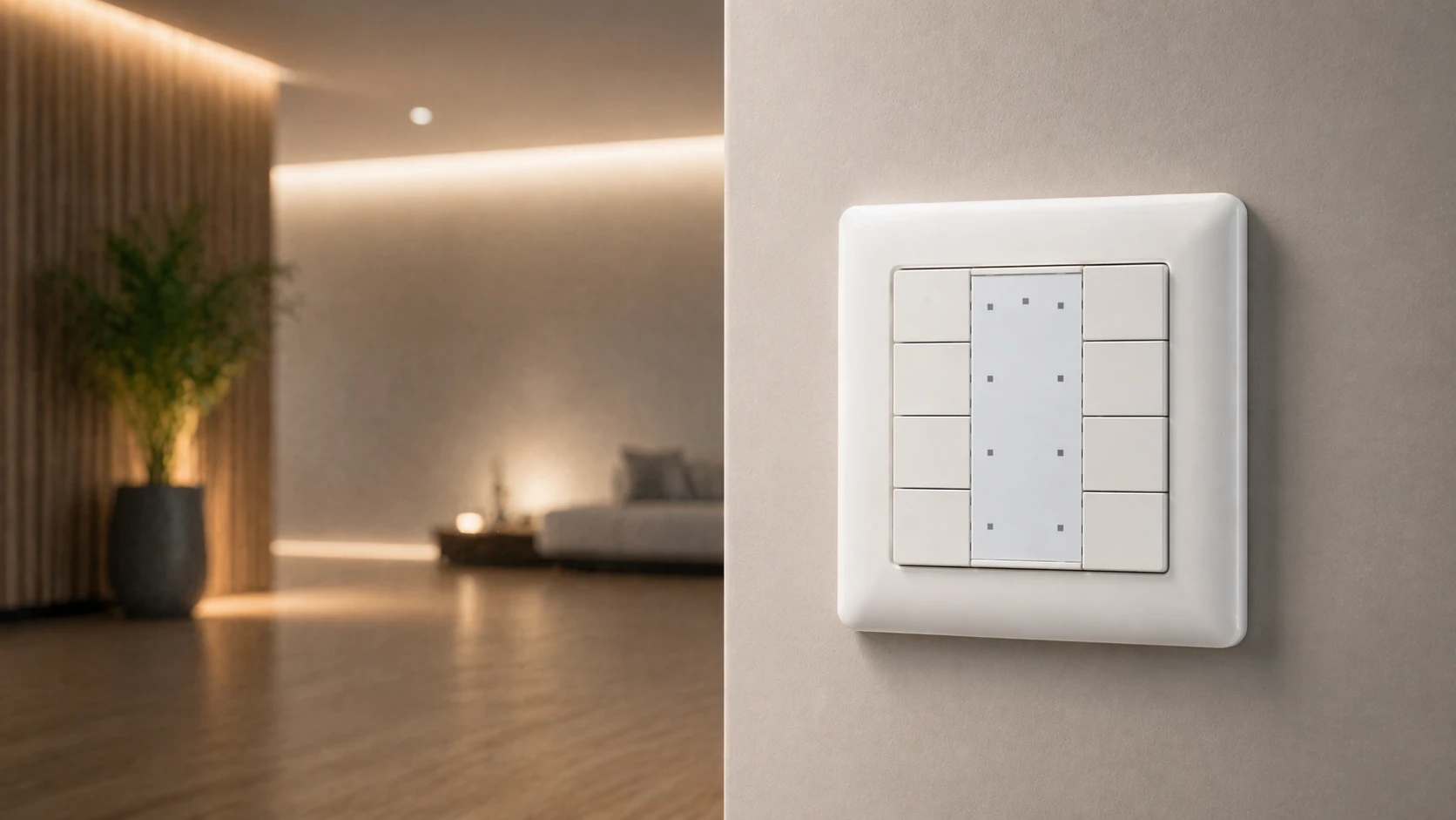 LED KNX Schalter und Taster zur Steuerung von Beleuchtung im Smart Home mit indirekter Beleuchtung