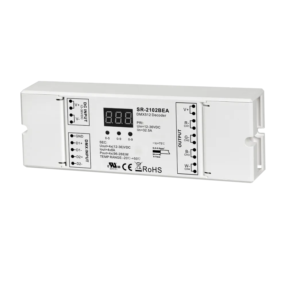 LED DMX Controller 12–48V DC – Kompakte Bauform LED DMX Controller 12–48V DC