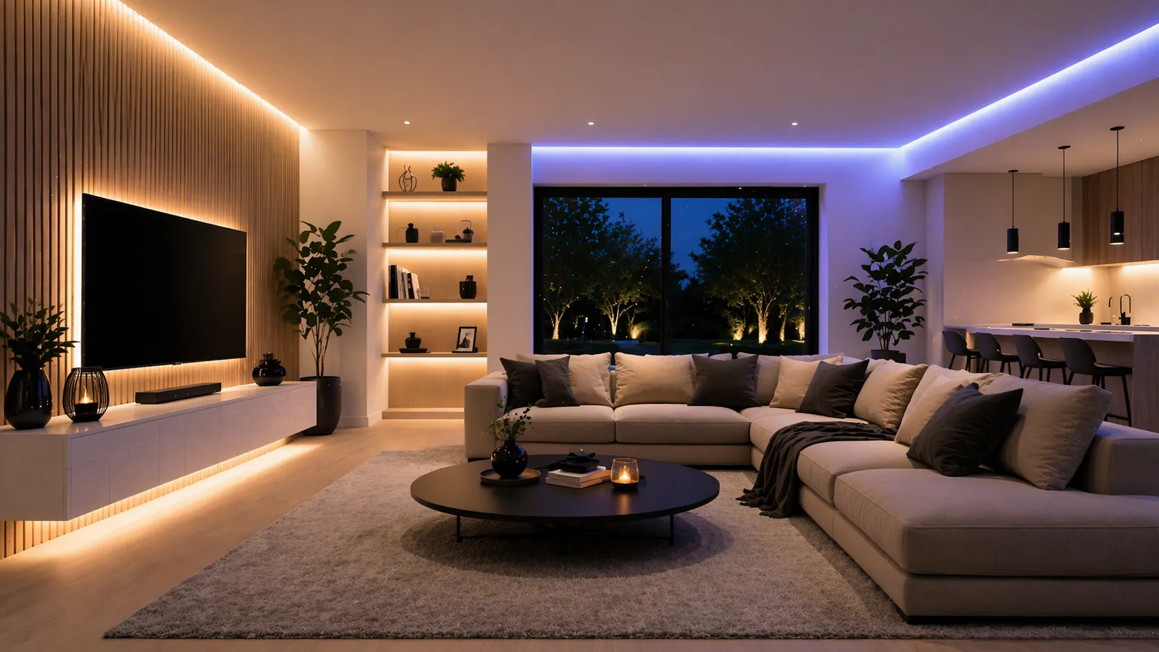 LED Funksteuerung 2,4GHz für LED Streifen im Wohnzimmer mit indirekter Beleuchtung und Farbsteuerung