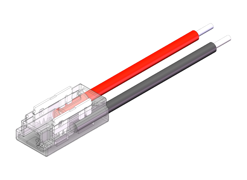 2-polig LED Strip-zu-Kabel Schnellverbinder – lötfreier (solderless) 5 mm Connector für COB LED-Streifen mit 15 cm Anschlusskabel – schnelle, saubere Verbindung für LED-Installationen – SK-LED