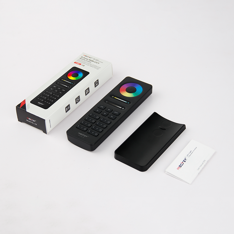 MiBoxer C8 Funkfernbedienung – 2,4 GHz LED-Steuerung für RGB+CCT, 8 Zonen, Farbrad & Modustaste
