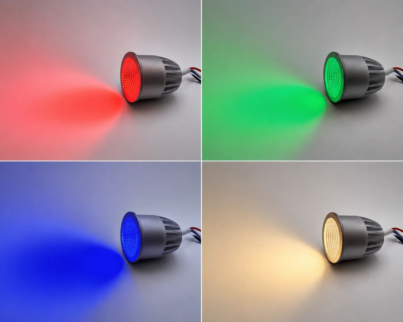 MR16 LED Spot 10W 24V RGBW mit 2700K Warmweiß, RGB-Farben und 60° Abstrahlwinkel