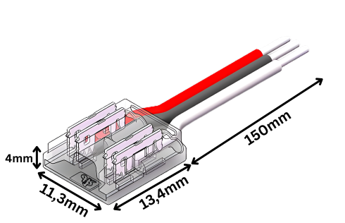 LED Strip-zu-Kabel Schnellverbinder 3-polig, lötfrei – für 10 mm COB LED-Streifen mit 15 cm Anschlusskabel – ideal für CCT Anwendungen – werkzeugfreie Verbindung für saubere LED-Installationen – SK-LED