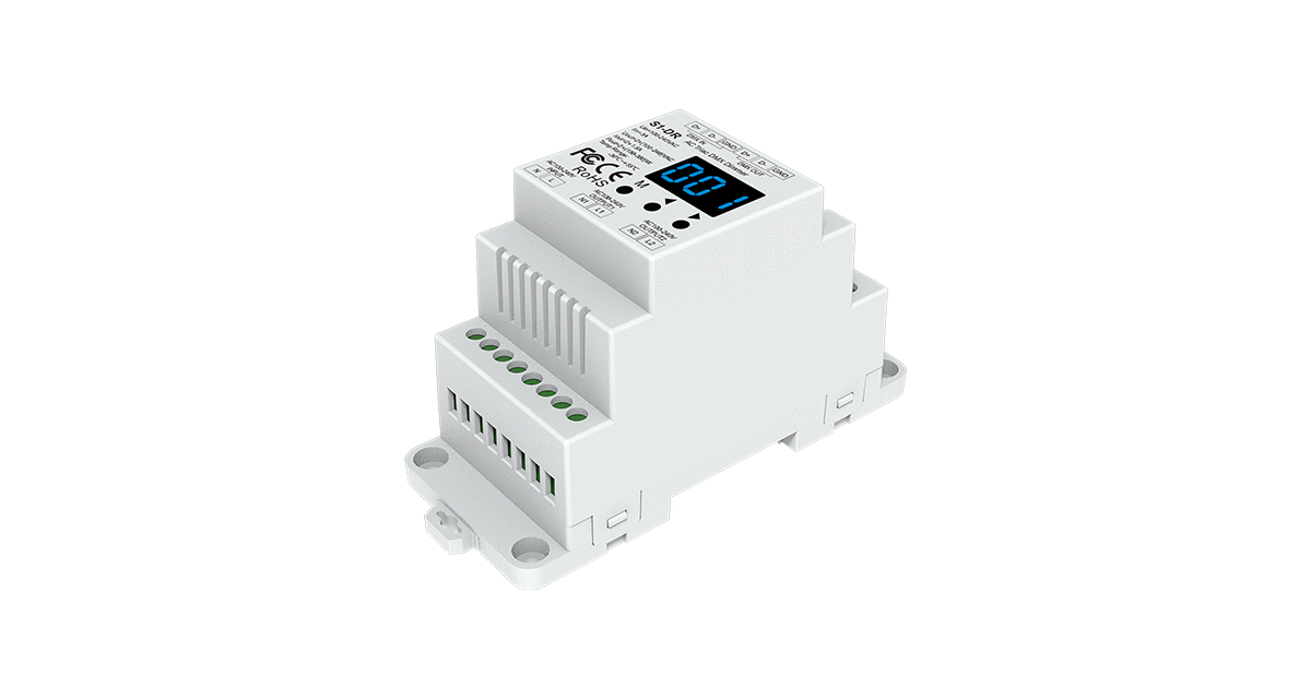 S1-DR DIN DMX512 Triac-Dimmer – 2-Kanal, 230 V AC, 2x1,5A Hutschienenmontage