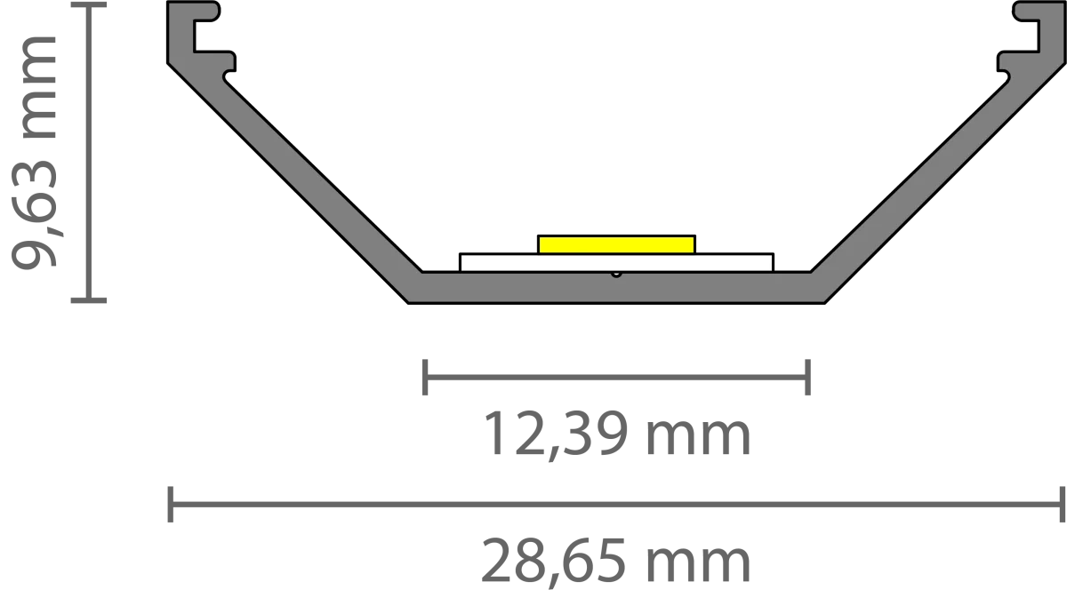 Flaches LED Eckprofil 2m EXO-V1_12 (12 mm) – Sichtprofil für LED-Strips