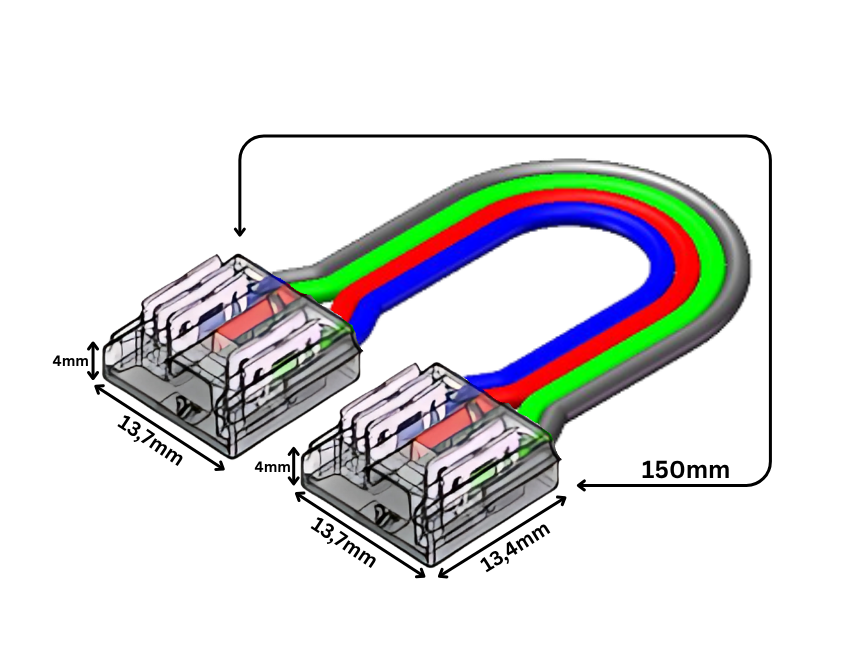 LED Streifen-zu-Streifen Verbinder RGBW 5-polig, lötfrei – für 12 mm COB LED-Streifen mit 15 cm Kabel – ideal für RGBW Anwendungen – werkzeugfreie Verbindung für saubere LED-Installationen – SK-LED