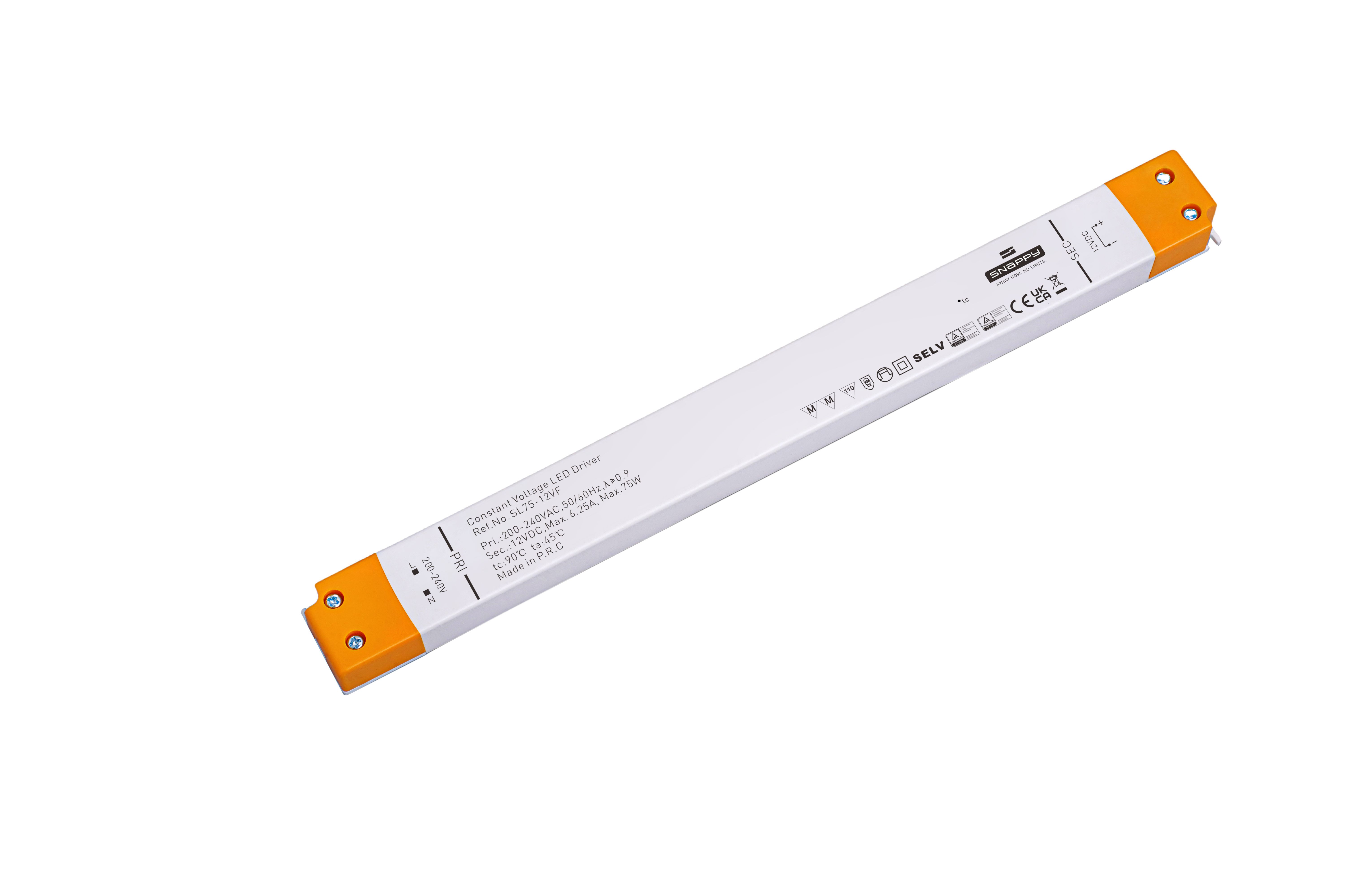 Snappy SL75-12VF – Slim LED Netzteil 12V DC, 75W, Konstantspannung, IP20, PFC ≥ 0,9, TÜV/SELV