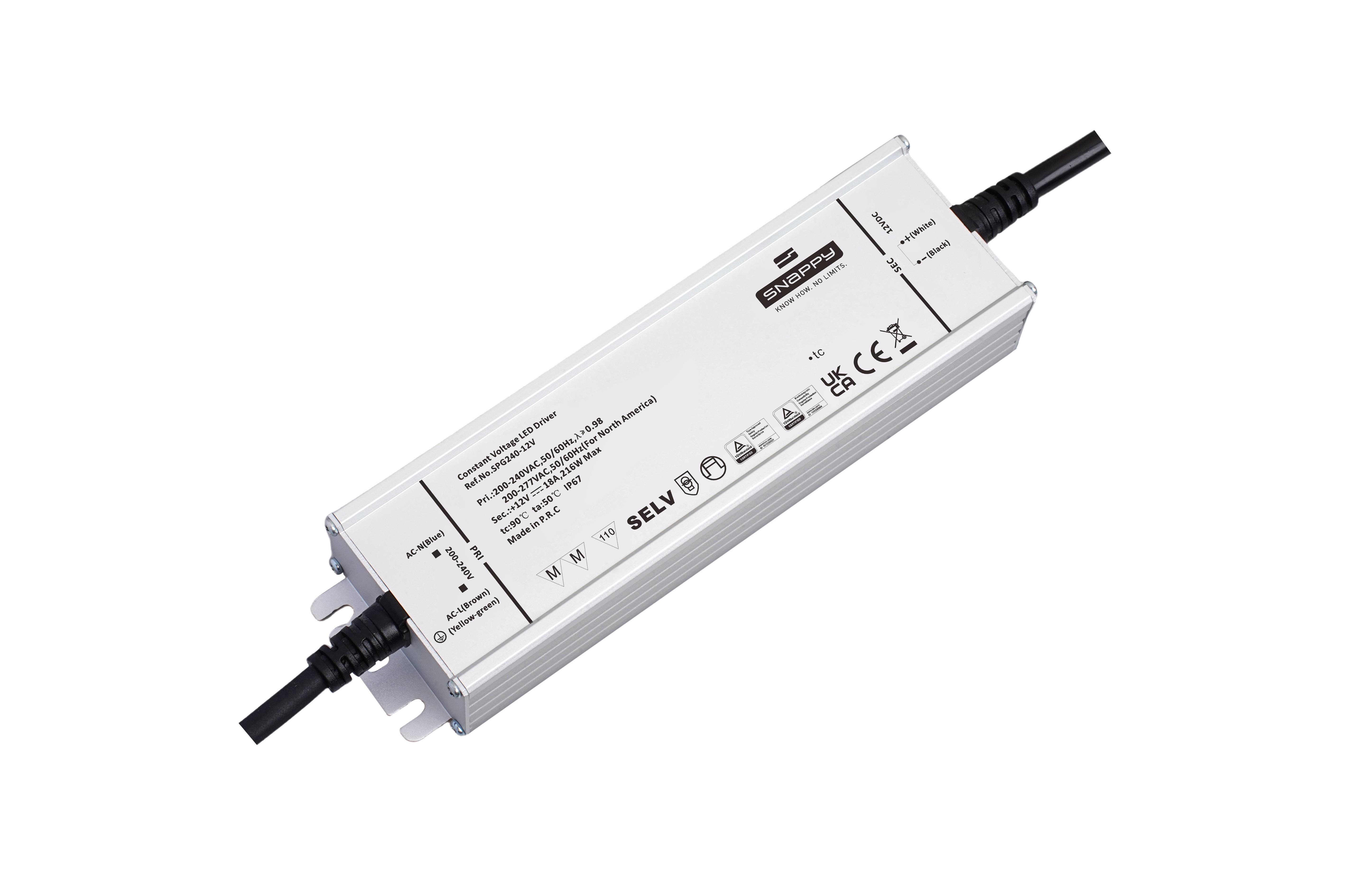 Snappy SPG240-24V – LED Netzteil 24V DC, 240 W, Konstantspannung, IP67, TÜV & CE zertifiziert