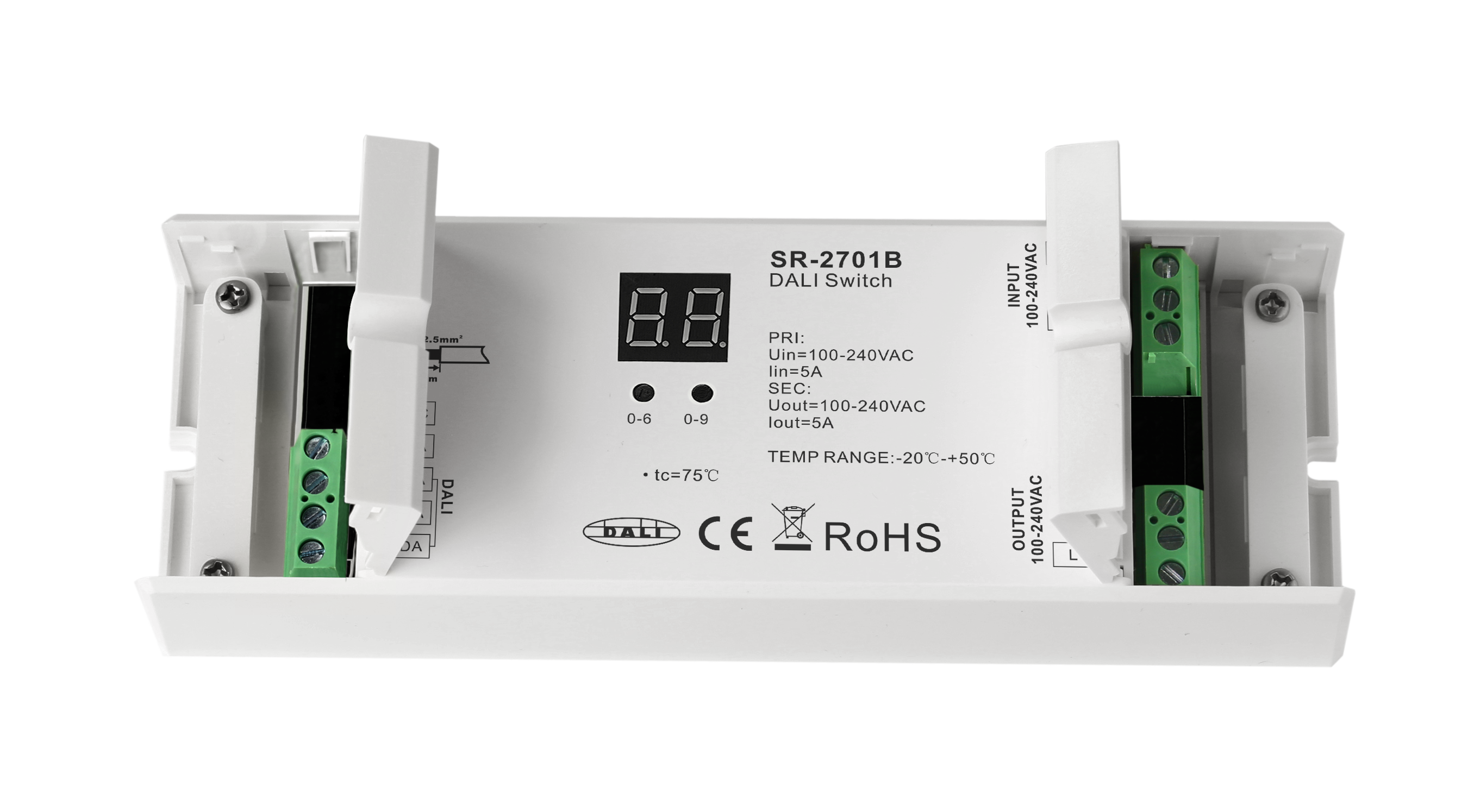 SR-2701B DALI AC Schalter – 1-Kanal Ein/Aus-Controller, 100–240 V, manuelle & automatische Adressierung