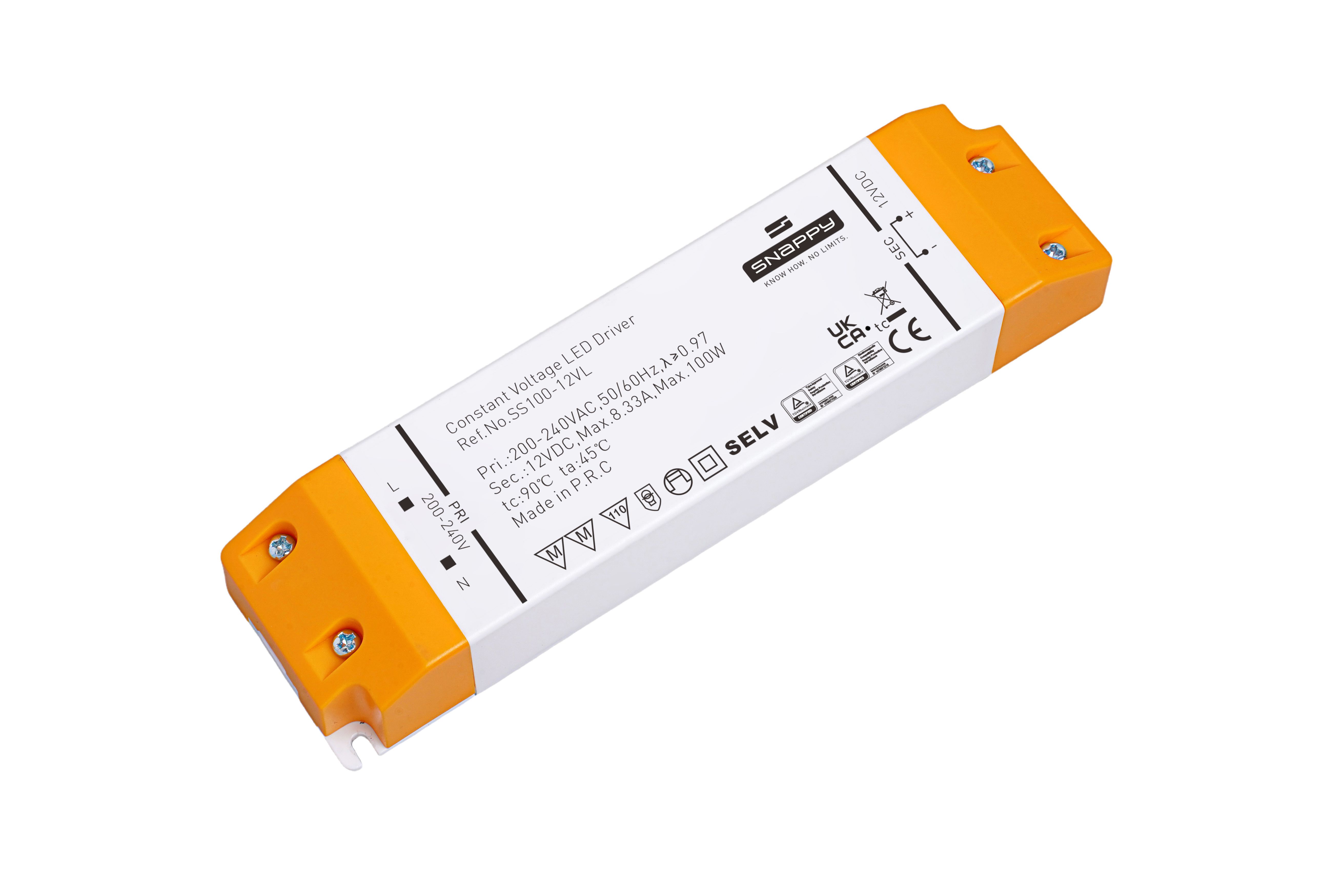 Snappy SS100-12VL 12 V LED Netzteil mit 100 W Konstantspannung für LED Streifen und Controller