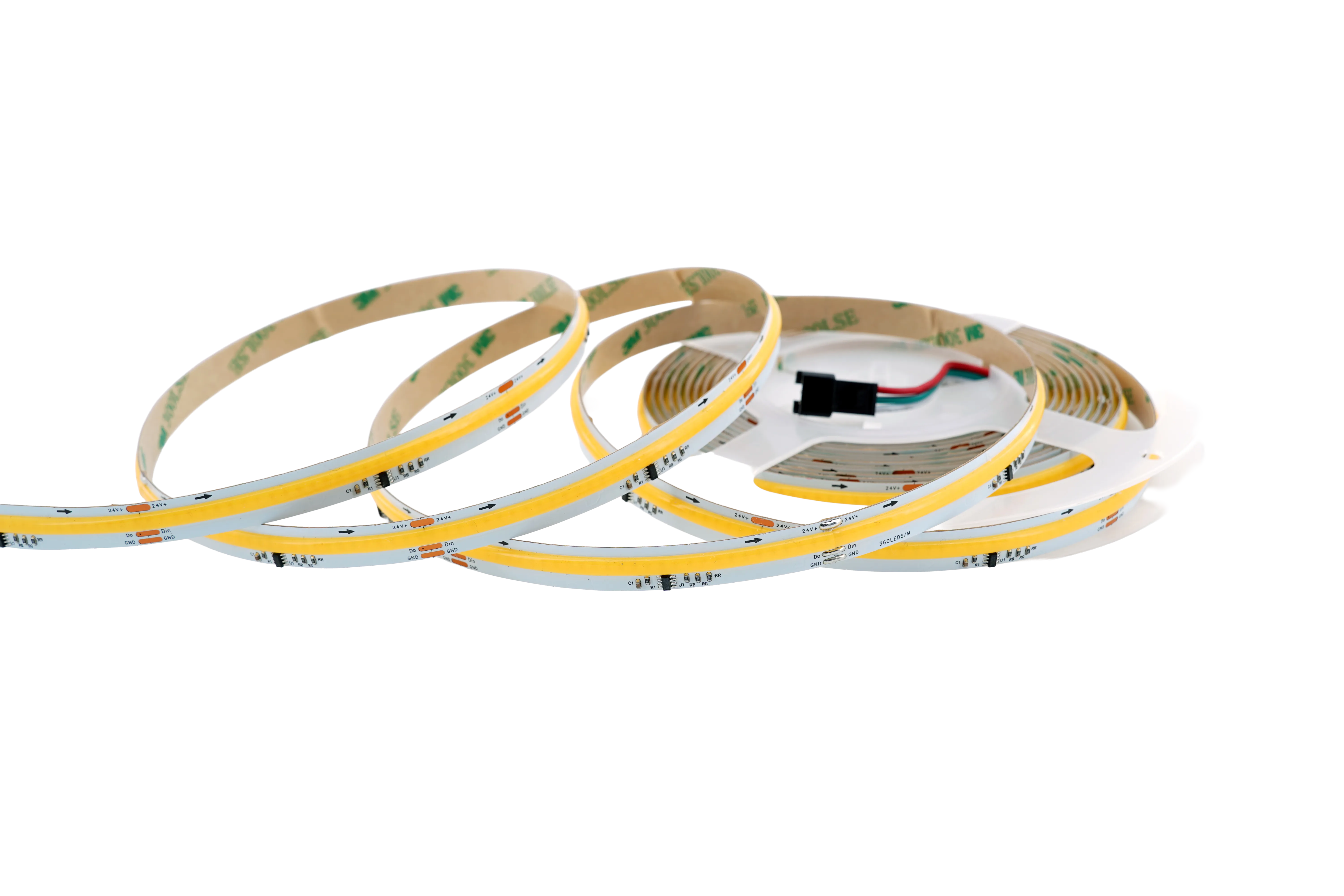 COB LED Lauflicht-Streifen 10 mm mit 360 LEDs pro Meter und WS2811 SPI Steuerung als freigestelltes Produktbild