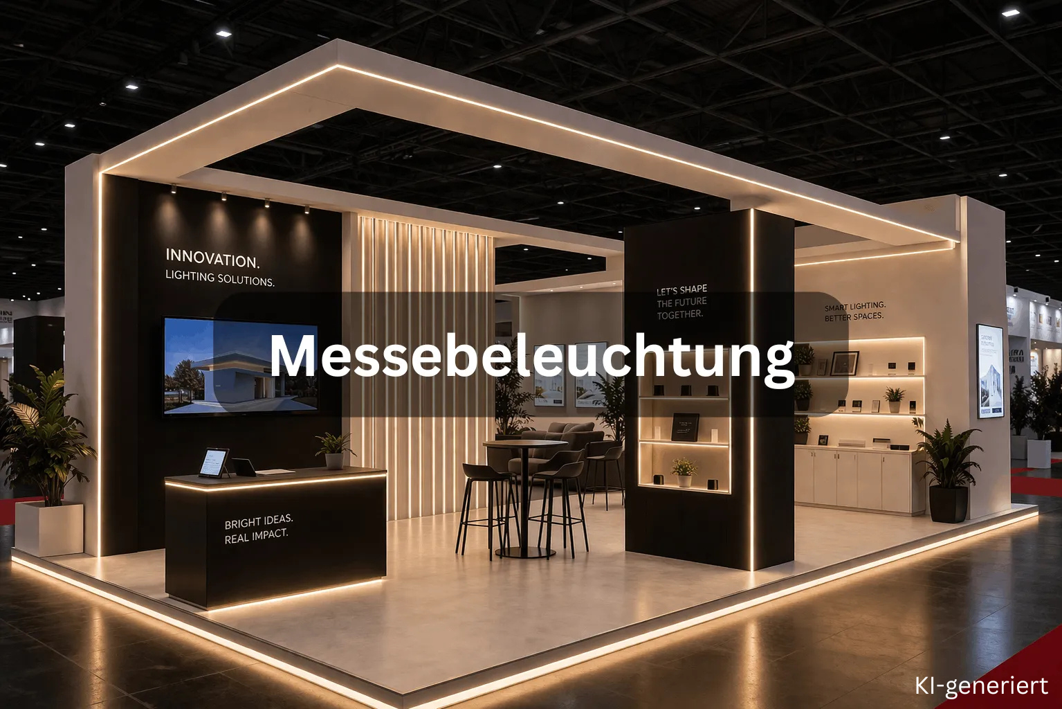 Messebeleuchtung LED Streifen indirekte Beleuchtung Messestand Lichtkonzept Messebau moderne LED Lösungen