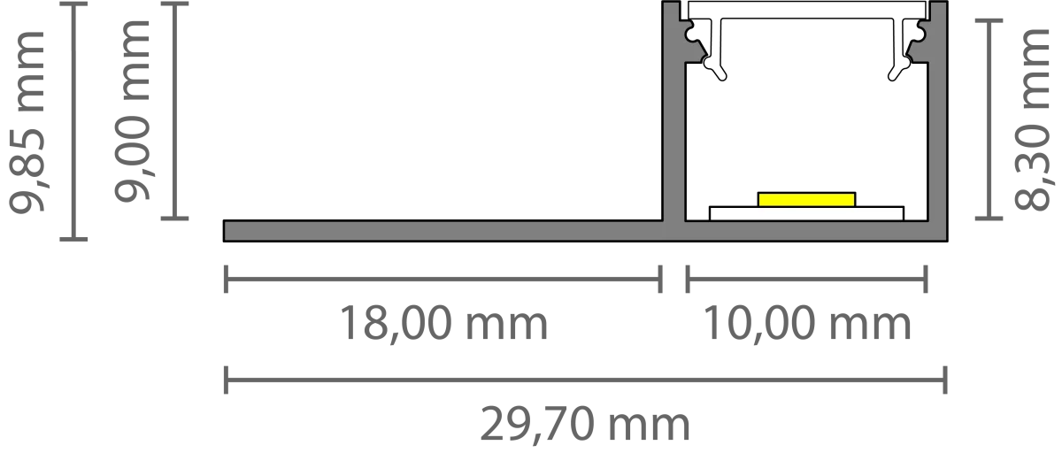 LED Fliesen-Abschlussprofil 2m EXO-F0_10 (10 mm) –|Fliesenprofil für LED-Strips