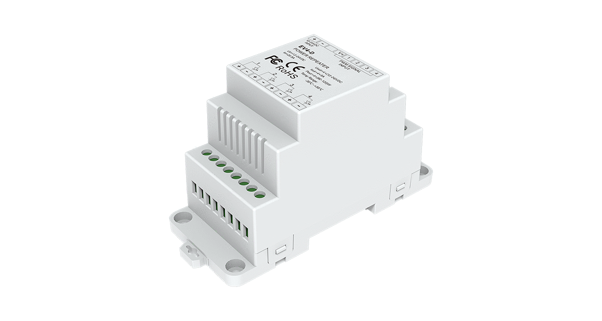 EV4-D – 4-Kanal 5A Konstantspannungs-Power-Repeater, 12–24V DC, PWM-Signalverstärker für LED-Streifen