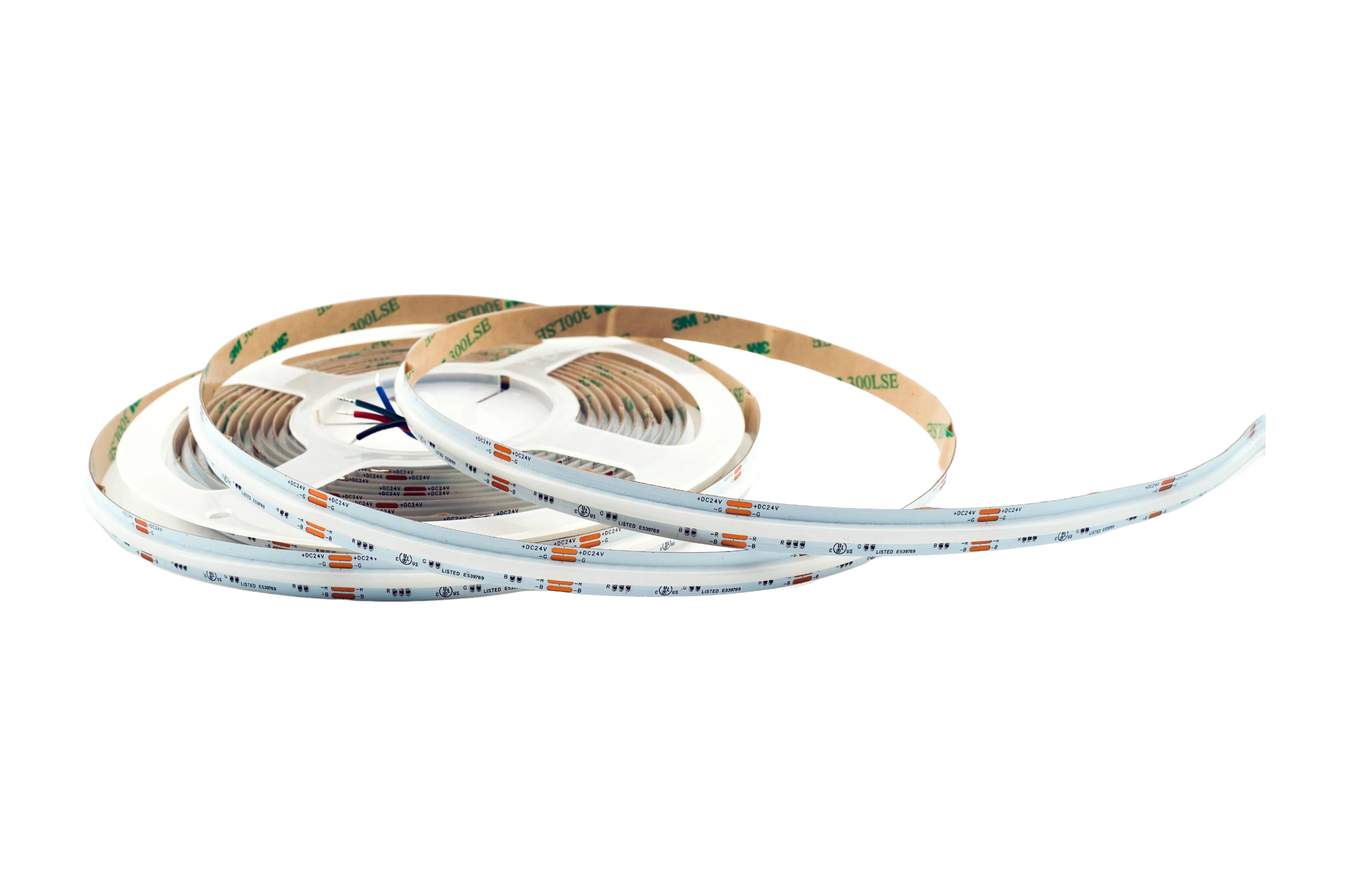 COB RGB LED Streifen 10 mm in Weiß, unbeleuchtete Produktaufnahme, 840 LEDs/m, 24 V, homogenes RGB Lichtband mit 180° Abstrahlwinkel, flexible LED-Rolle für Innen- und Außenanwendungen von SK-LED