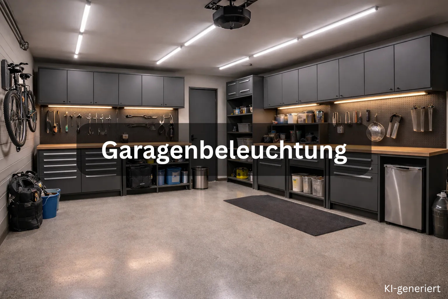 LED Garagenbeleuchtung mit heller Deckenbeleuchtung in der Werkstatt