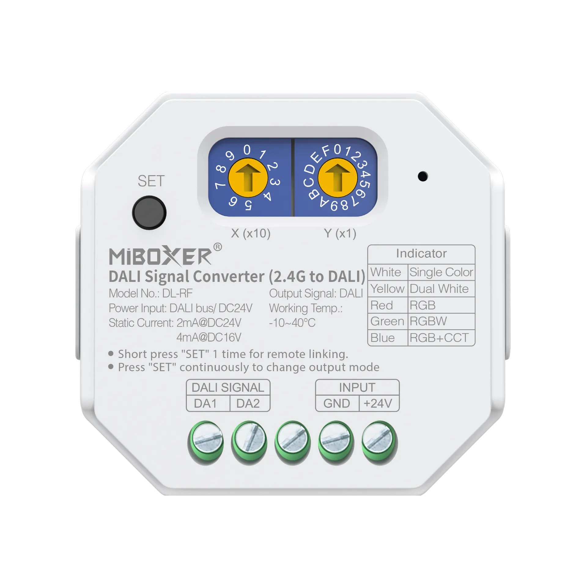 MiBoxer DL-RF Signalwandler 2,4 GHz Funk auf DALI – DT6 & DT8 für einfarbig, CCT, RGB, RGBW & RGBCCT, 24V DC