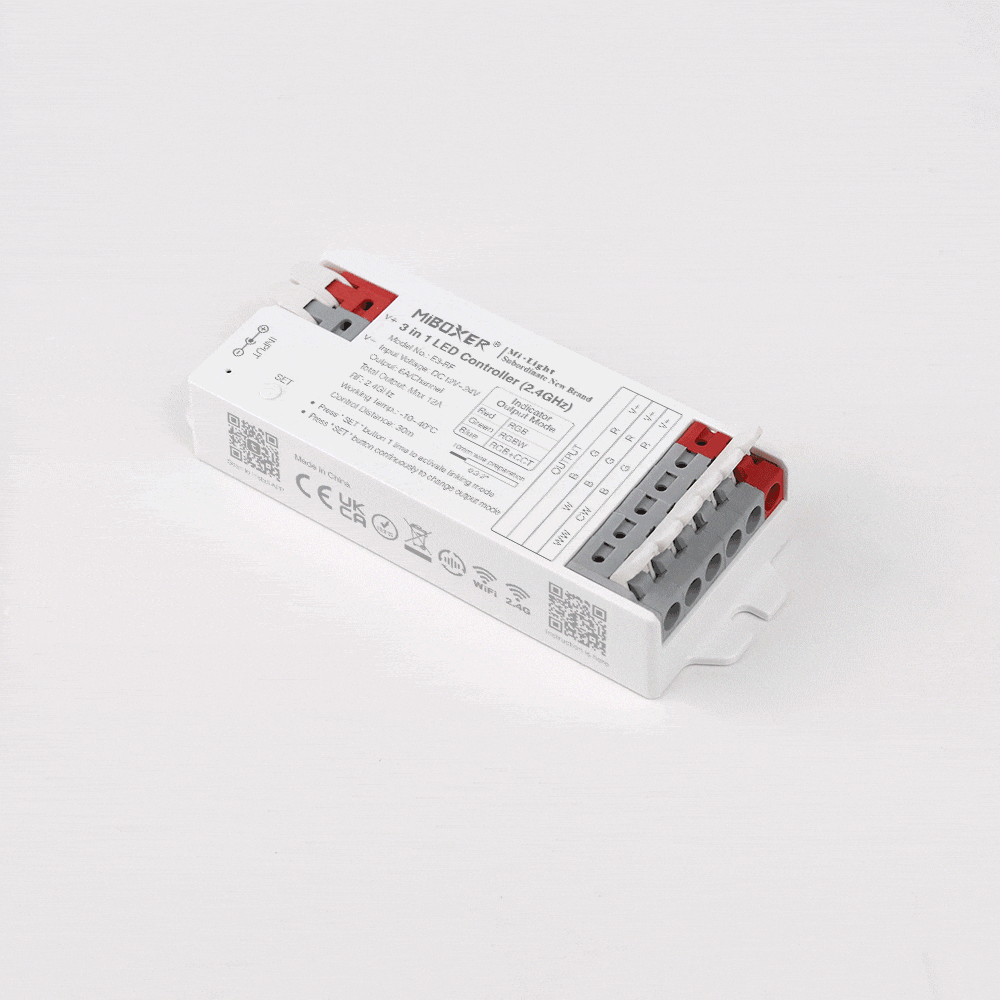 MiBoxer E3-RF 3-in-1 LED Controller – RGB, RGBW & RGB+CCT, 12–24V, 12A, 2.4GHz Funksteuerung