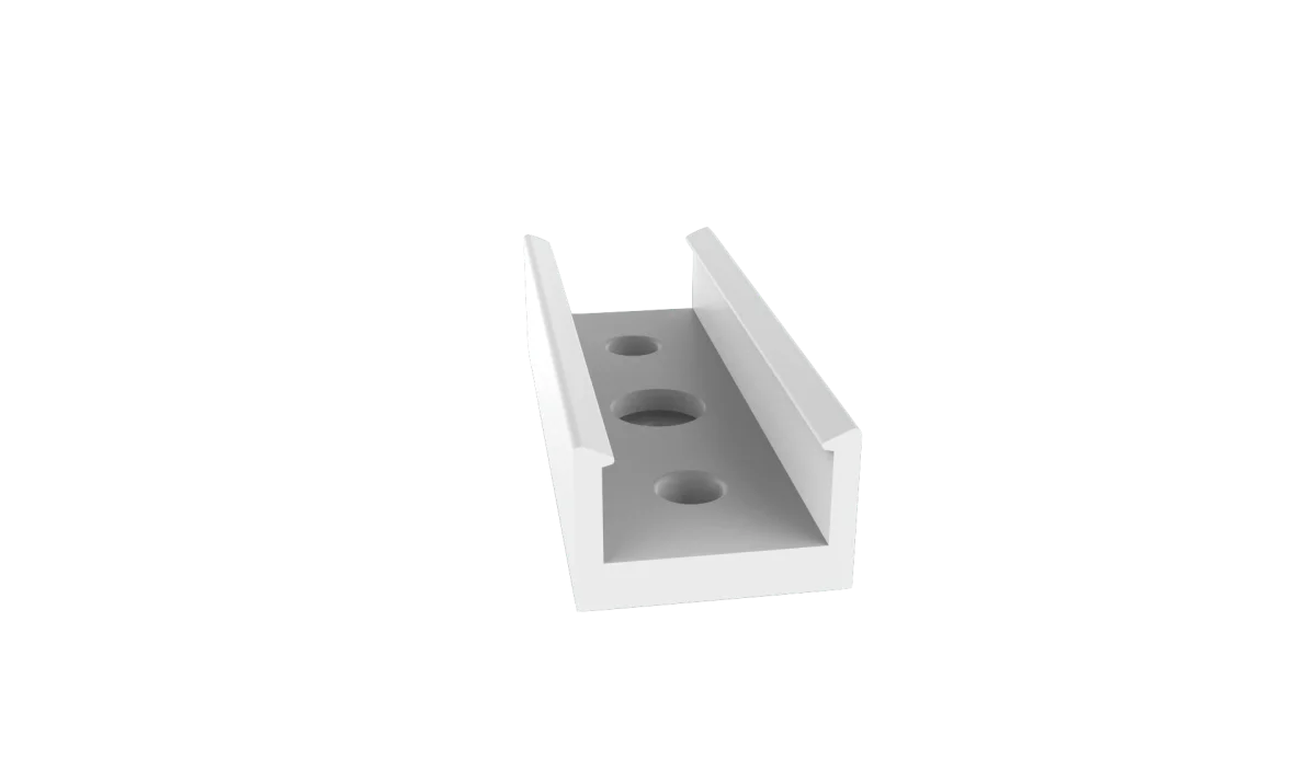 PETG-Geradverbinder 180° für LED Alu-Aufbauprofil EXO-A1-13 – weißes U-förmiges Verbindungsstück mit drei Montagelöchern