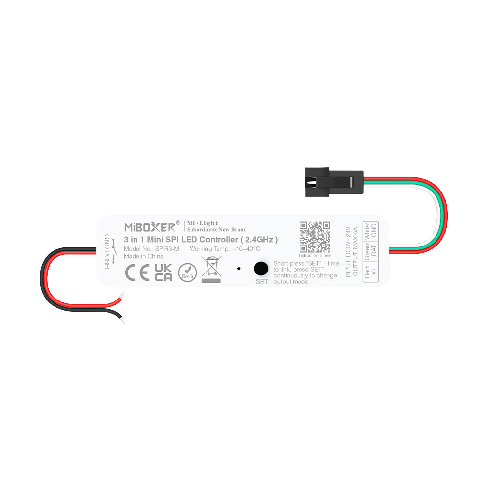 MiBoxer SPIR3-M Mini SPI LED Pixel Controller 2.4 GHz, 3-in-1 Einfarbig, RGB und RGBW, 5-24V DC, 6A