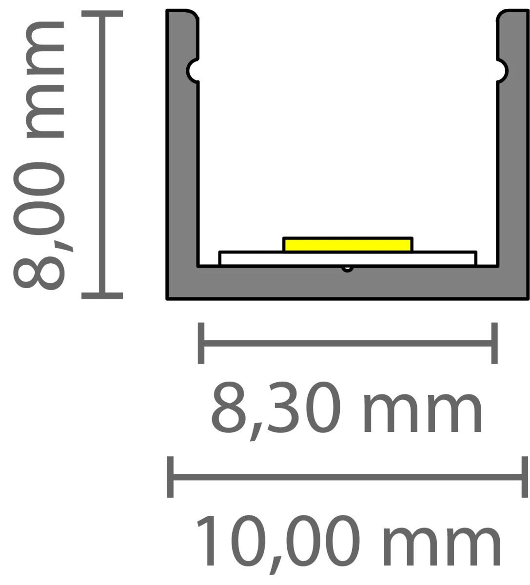 Ultraslim LED Alu Aufbauprofil 2m Exo-A0-8 (8mm) –| Flaches Aluminiumprofil für LED-Strips
