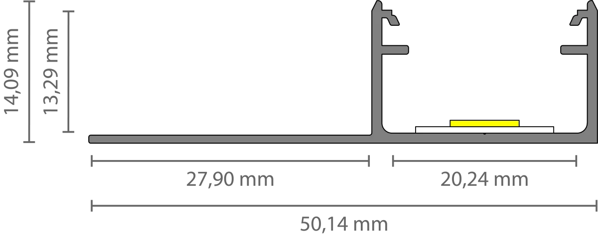 LED Trockenbau-Abschlussprofil 2m EXO-T3H_16 (16 mm) – Flächenbündiges Trockenbauprofil für LED-Strips