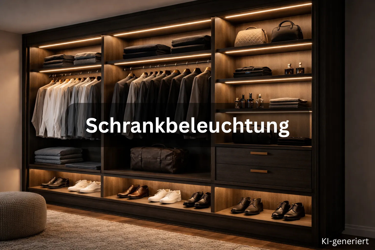 LED Schrankbeleuchtung im Kleiderschrank mit indirektem Licht