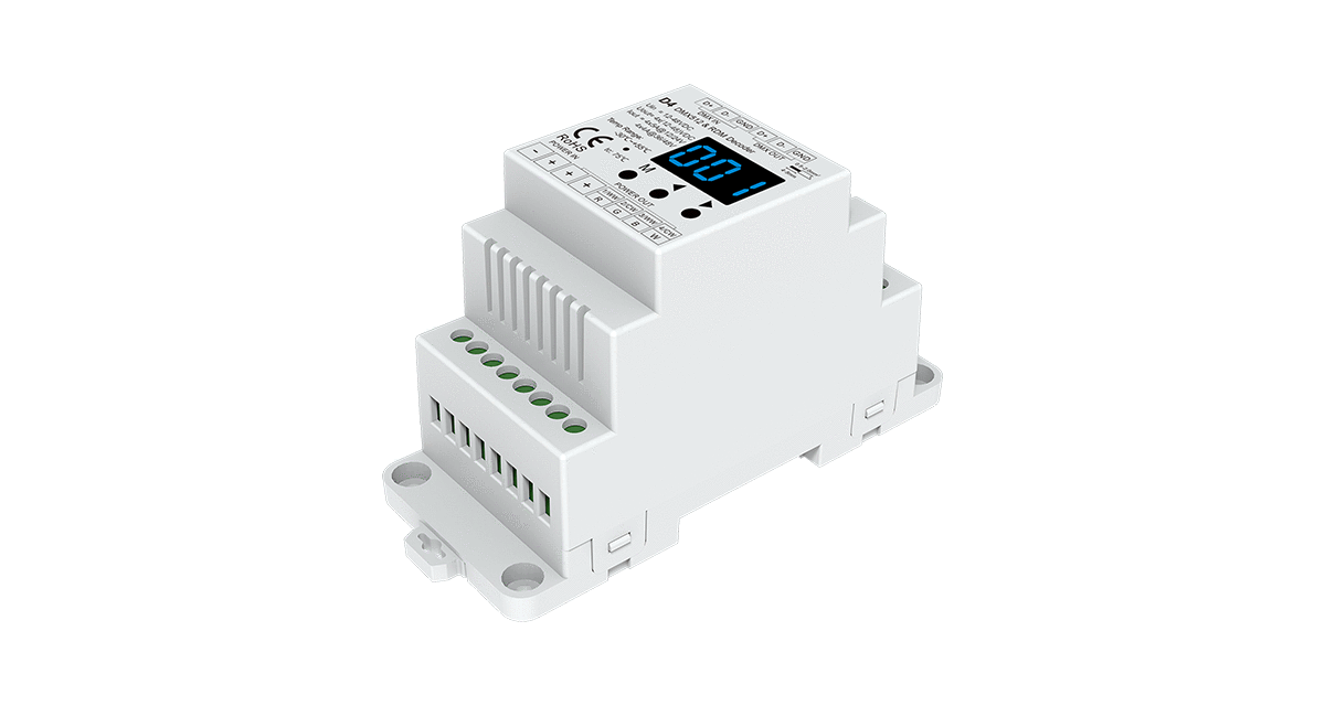 D4 DMX512 & RDM LED Controller – 4-Kanal DIN-Modul, 12–48V, 20A für RGBW Streifen