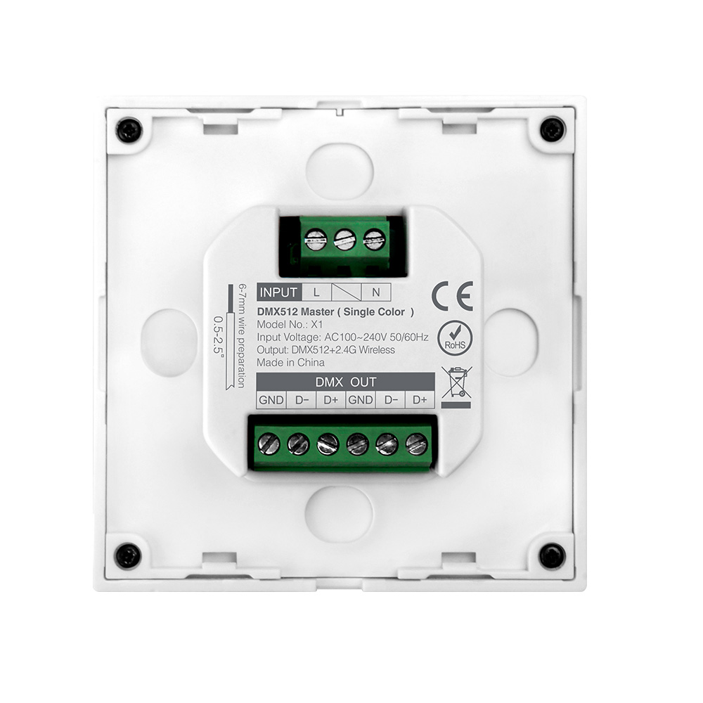 MiBoxer X1 DMX512 LED-Wandpanel – Mastercontroller für einfarbige LEDs, 4 Zonen, Touch, 230V