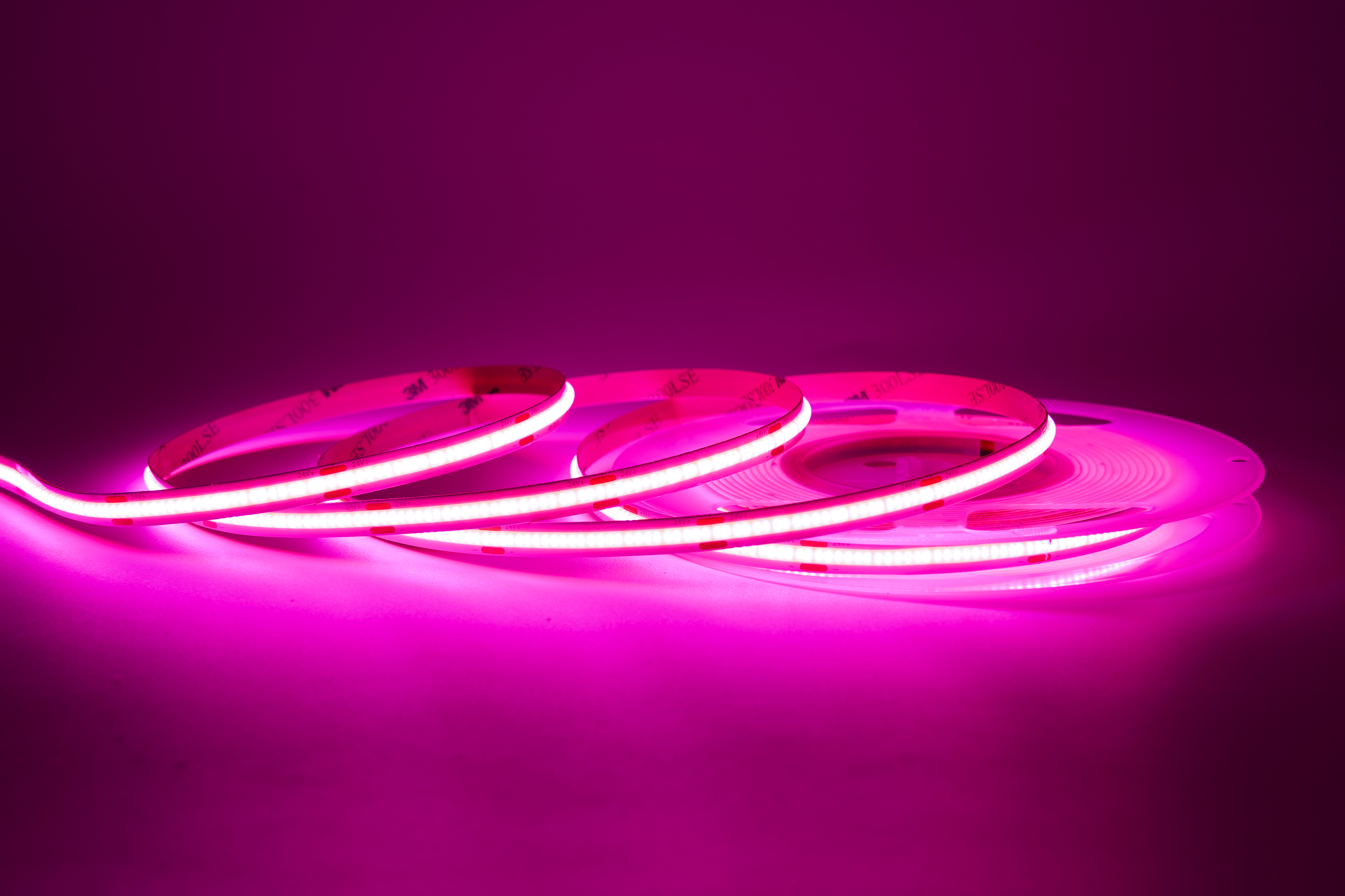 COB LED Streifen 24V – 480 LEDs/m – 8 mm – 10W/m – Pink – IP33 – homogener Lichtstreifen