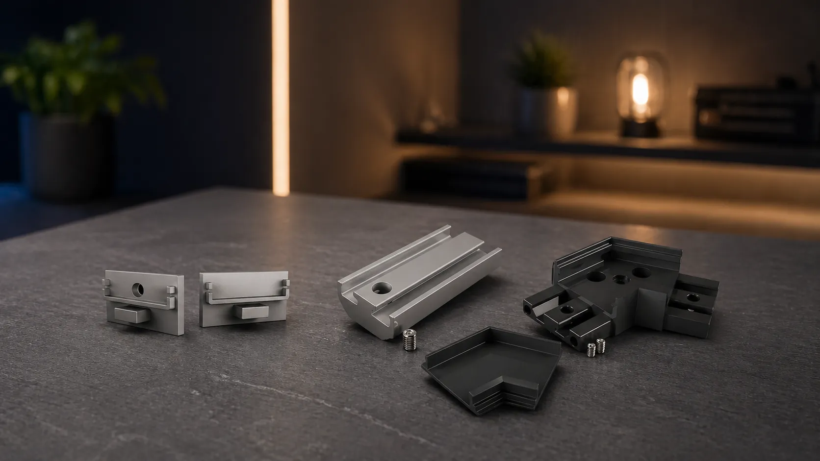 LED Aluprofile Zubehör – Endkappen, Verbinder & Winkel LED Aluprofile Zubehör wie Endkappen, Verbinder und Winkel im Einsatz