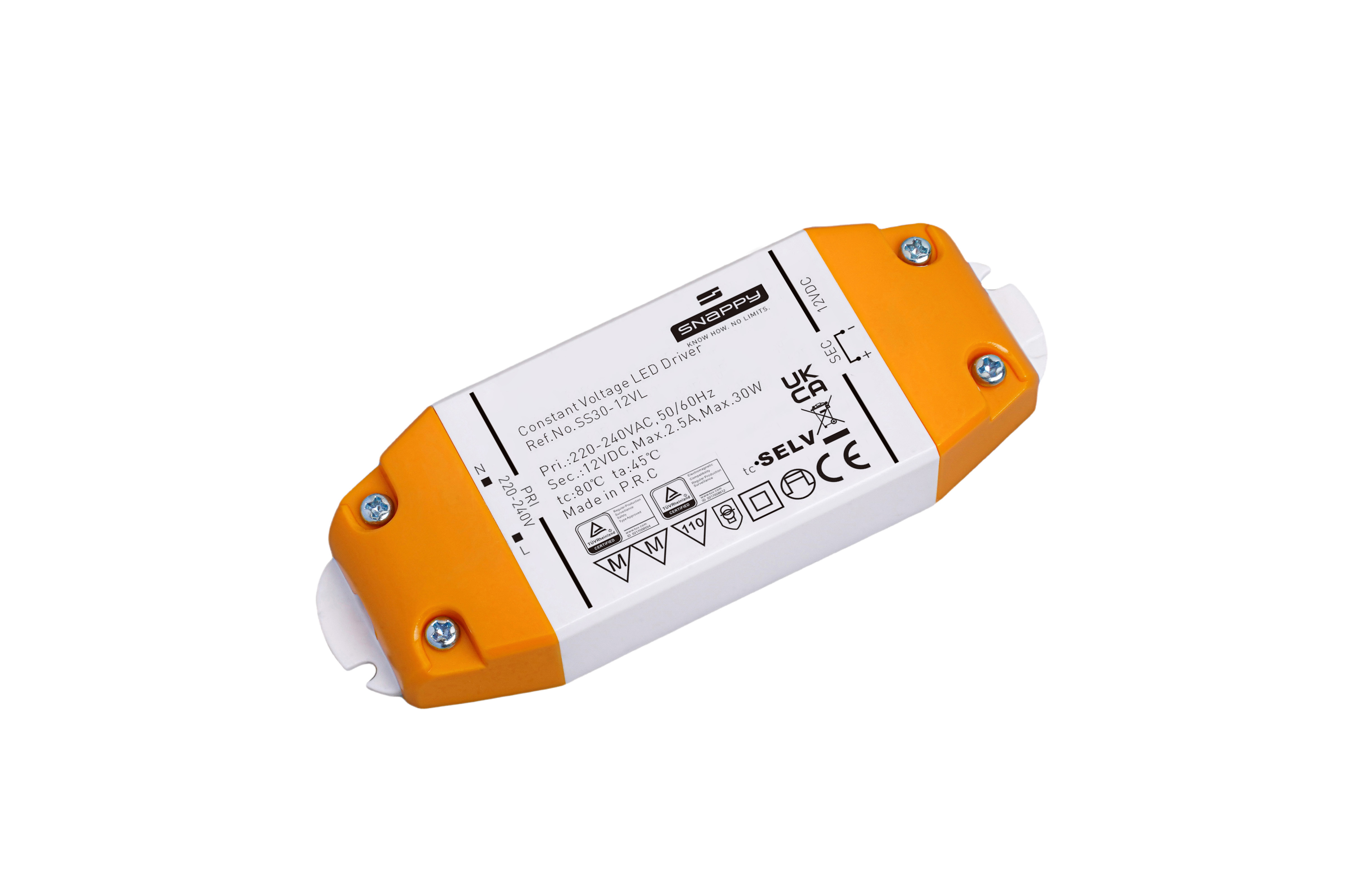 Snappy SS30-24VL – LED Netzteil 24V DC, 30W, Konstantspannung, IP20, PFC ≥ 0,9, TÜV/SELV