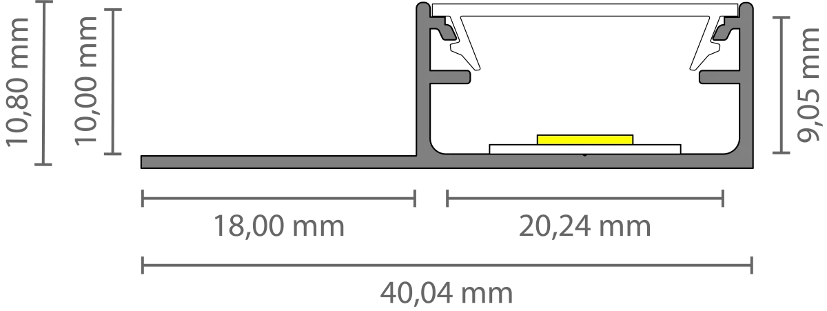 LED Fliesen-Abschlussprofil 2m EXO-F1H_16 (16 mm) – Flächenbündiges Fliesenprofil für LED-Strips