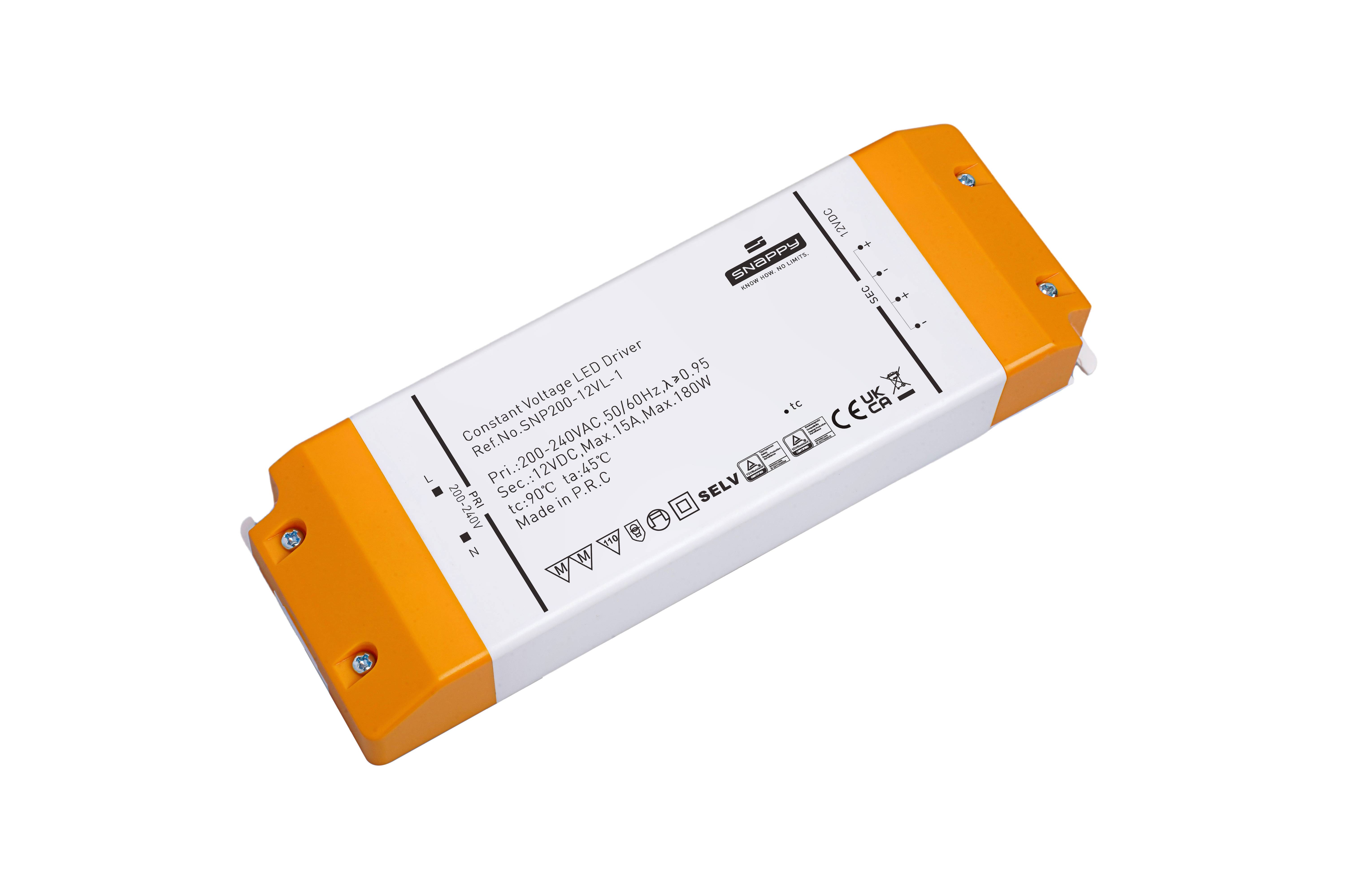 Snappy SNP-200-24VL-1 – LED Netzteil 24V DC, 200W, Konstantspannung, IP20, PFC ≥ 0,9, TÜV/SELV