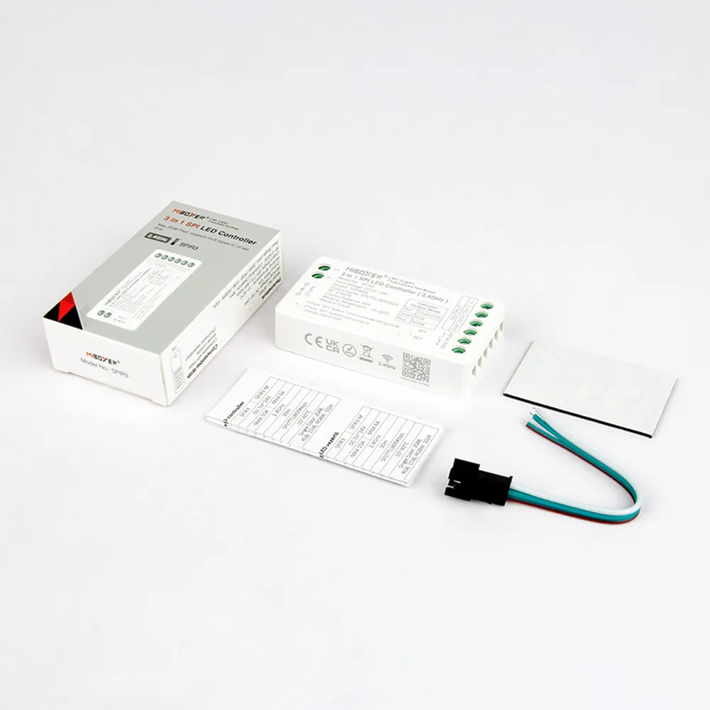 MiBoxer SPIR3 SPI LED Pixel Controller 2.4 GHz, 3-in-1 Einfarbig, RGB und RGBW, 5-24V DC, 10A MiBoxer SPIR3 SPI LED Pixel Controller 2.4 GHz, 3-in-1 Einfarbig, RGB und RGBW, 5-24V DC, 10A
