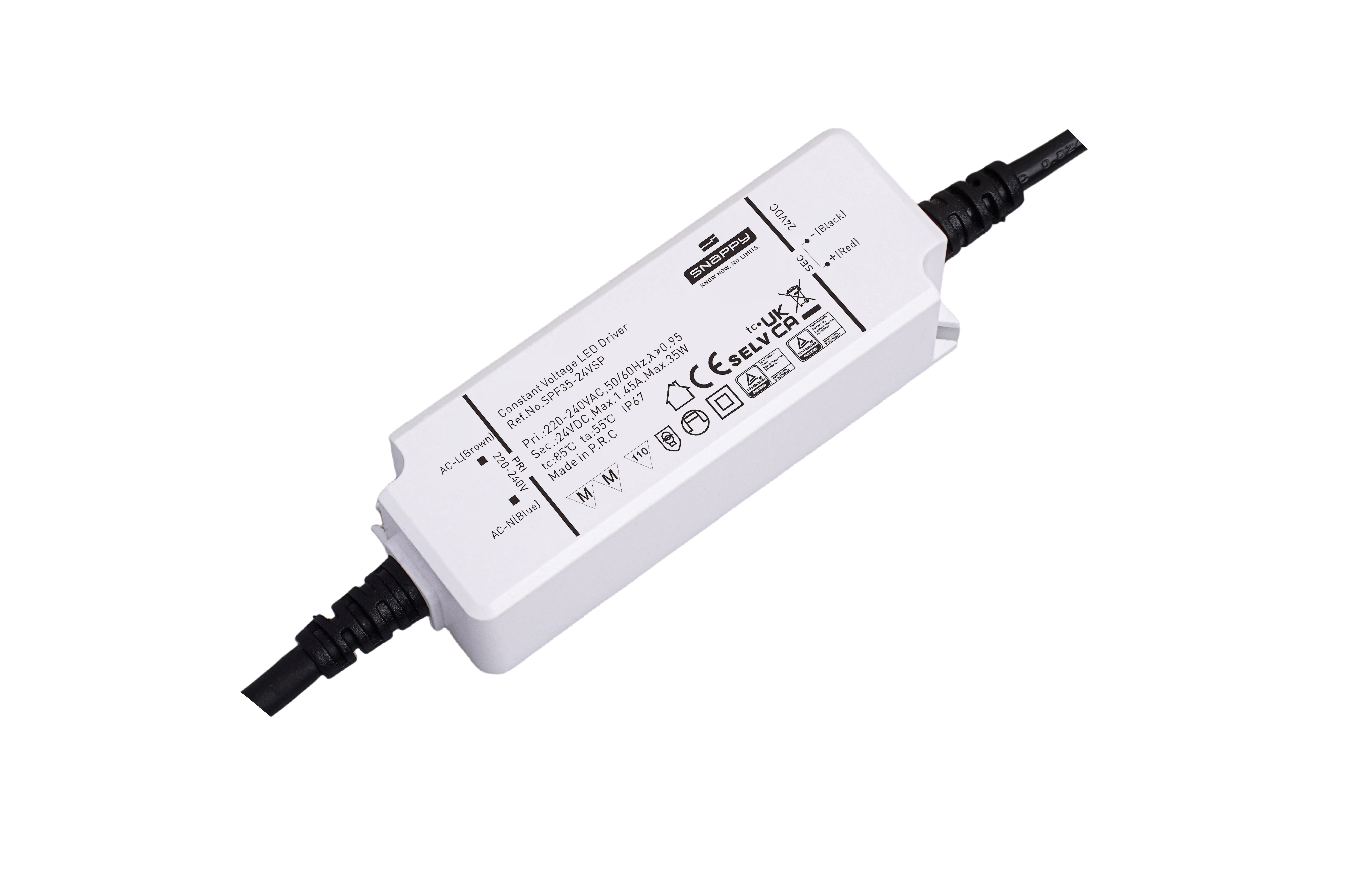 Snappy SPF35-24VSP – LED Netzteil 24V DC, 35 W, IP67, Konstantspannung, PFC, TÜV/CE