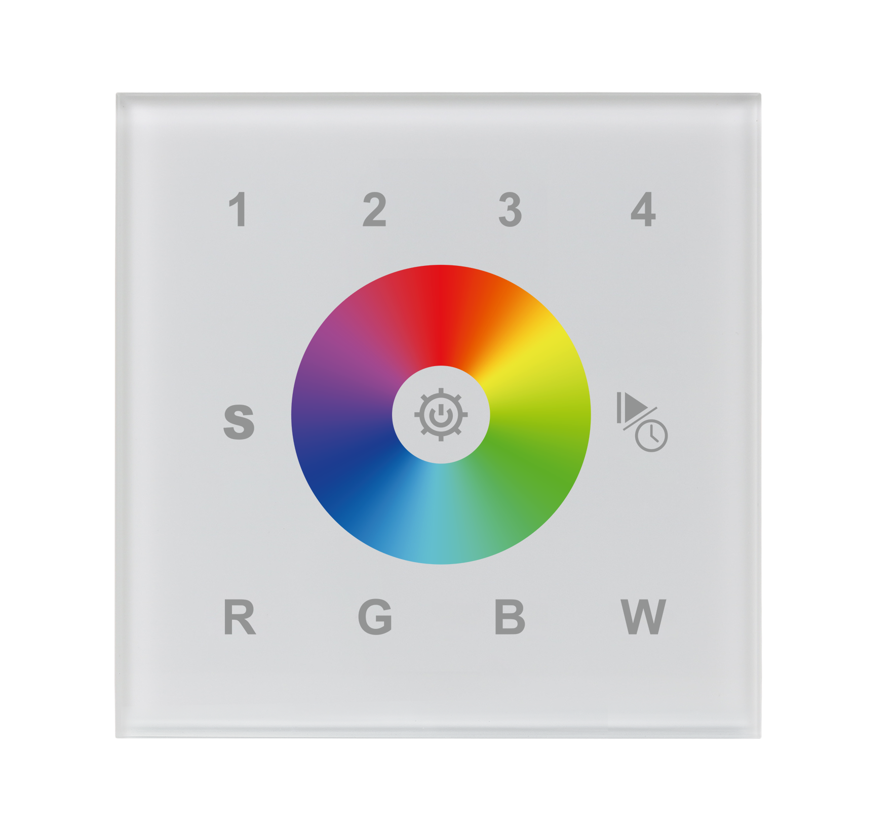 SR-2812Wi-DMX Wandcontroller für RGBW LED-Streifen mit Glas-Touch, vier Zonen, Farbrad und WiFi-App-Steuerung
