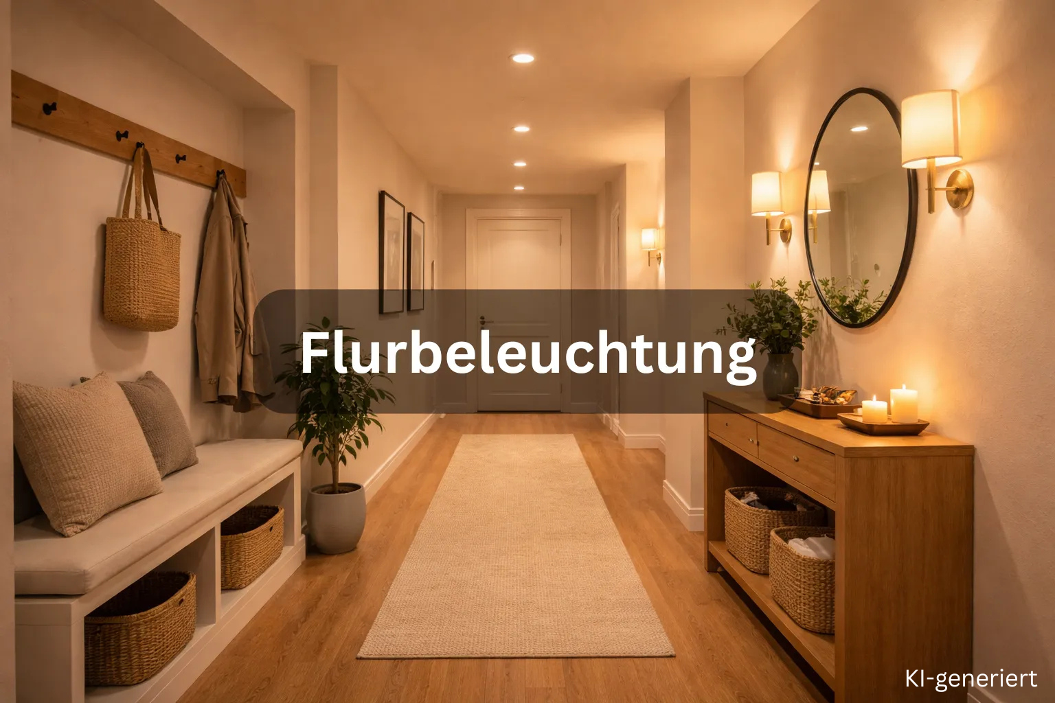 Flurbeleuchtung mit LED Streifen – indirektes Licht für Decke und Wand im Flur Flurbeleuchtung mit LED Streifen als indirekte Beleuchtung an Decke und Wand für einen modernen Eingangsbereich