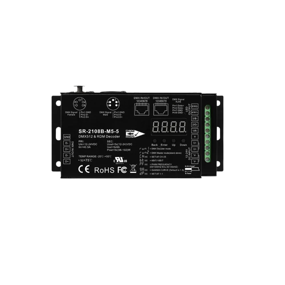 DMX Decoder – LED Steuergerät für DMX Steuerung DMX Decoder für LED Streifen zur professionellen DMX Lichtsteuerung mit mehreren Kanälen