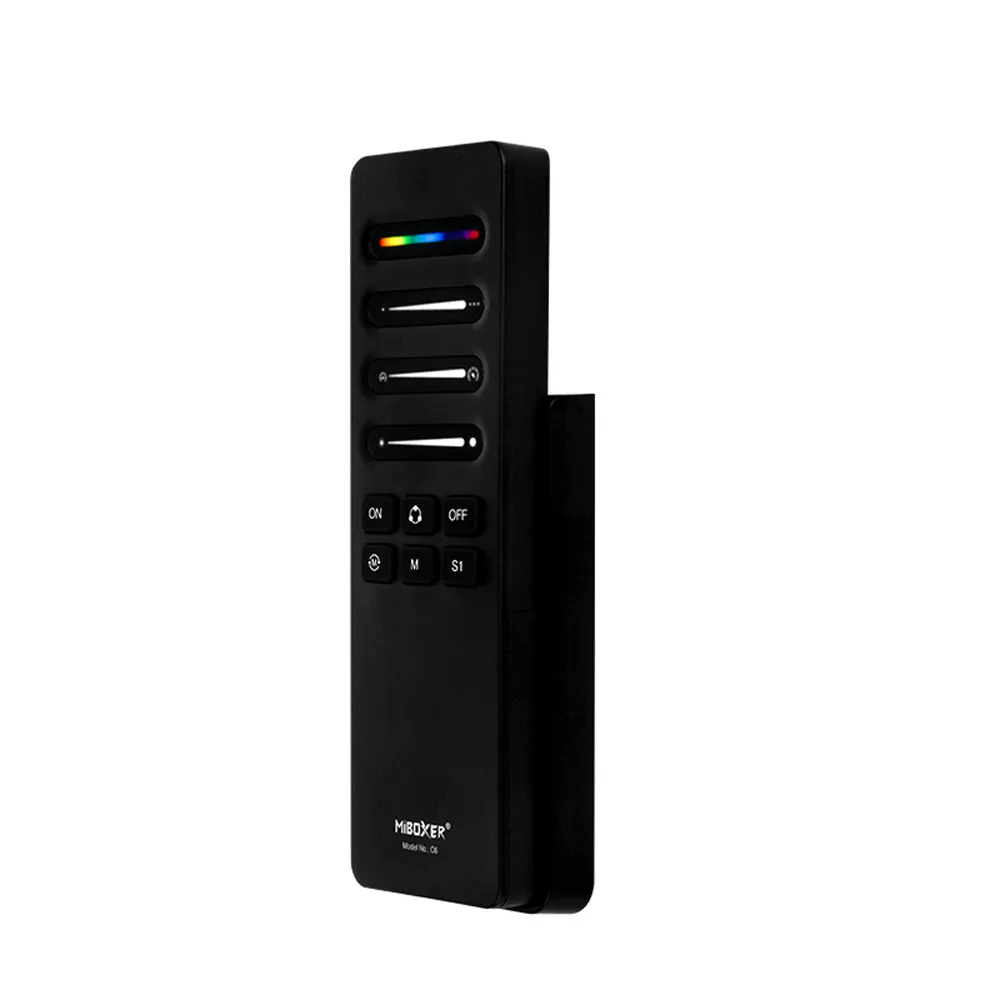 MiBoxer C6 SPI Remote Seitenansicht mit Halterung MiBoxer C6 SPI LED Fernbedienung seitliche Ansicht mit Wandhalterung