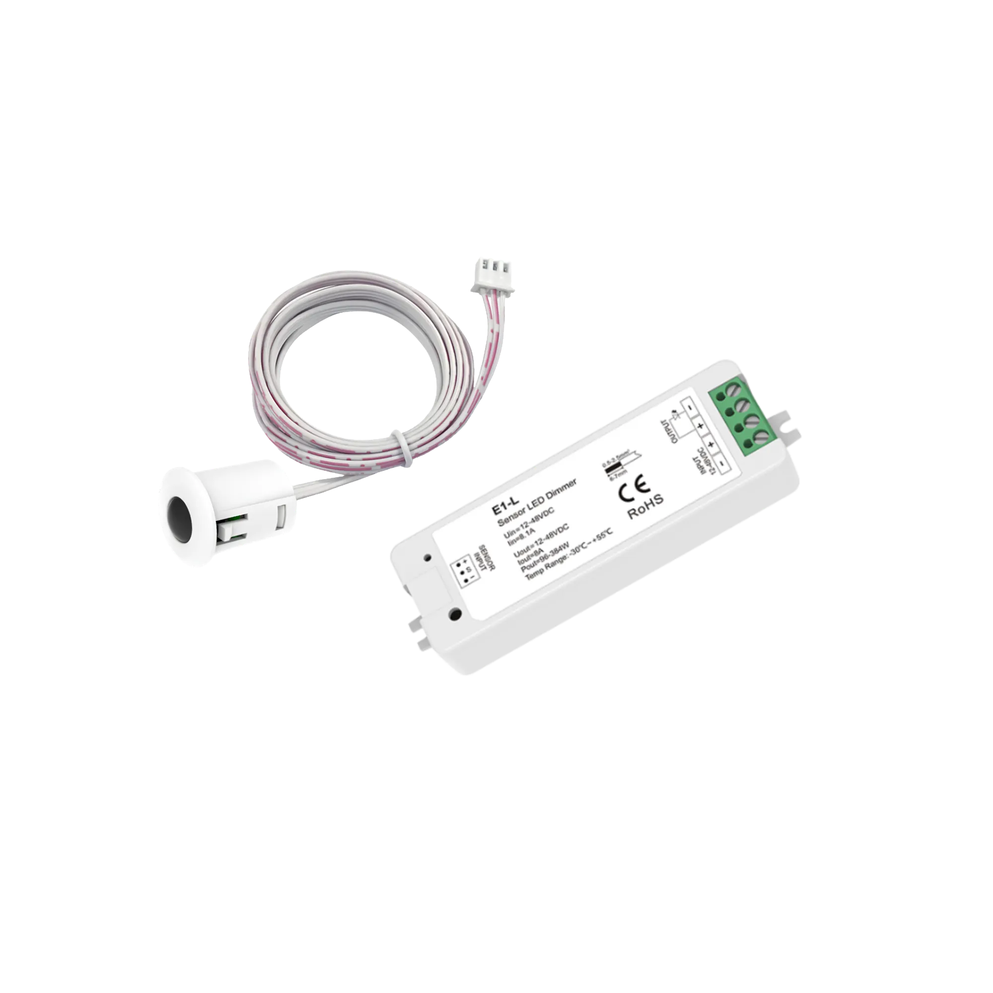E1-L+ER-A Berührungsloser PIR Bewegungssensor-Schalter für LED Streifen 12-48 V DC, 8A automatisch