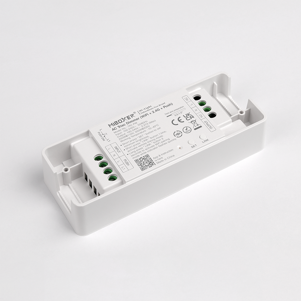 MiBoxer TRI-PW WIFI LED-Dimmer für 230 V – Triac-Dimmer 500 W mit 2,4Ghz & Tastersteuerung