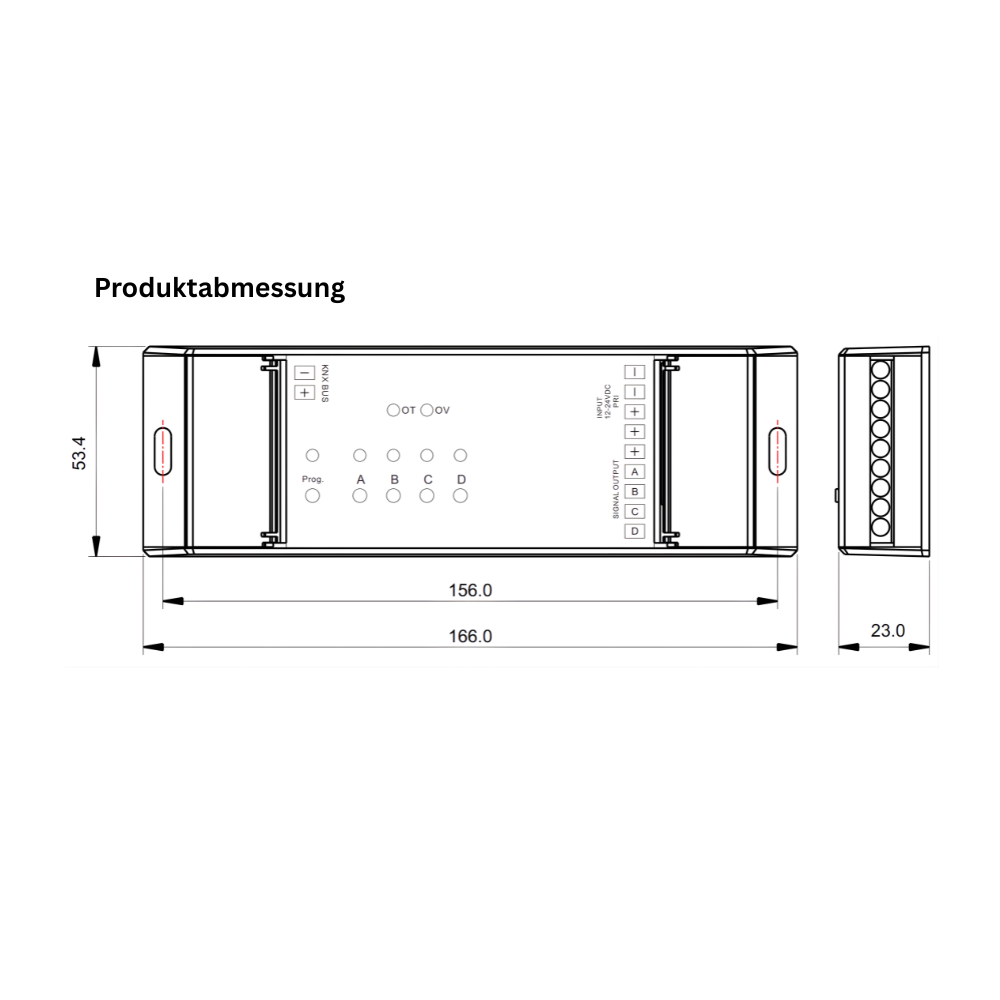 KNX LED-Dimmer SR-KNX 9512FA– 4-Kanal Konstantspannung (12–36 V, je 5 A) für RGBW LED Streifen