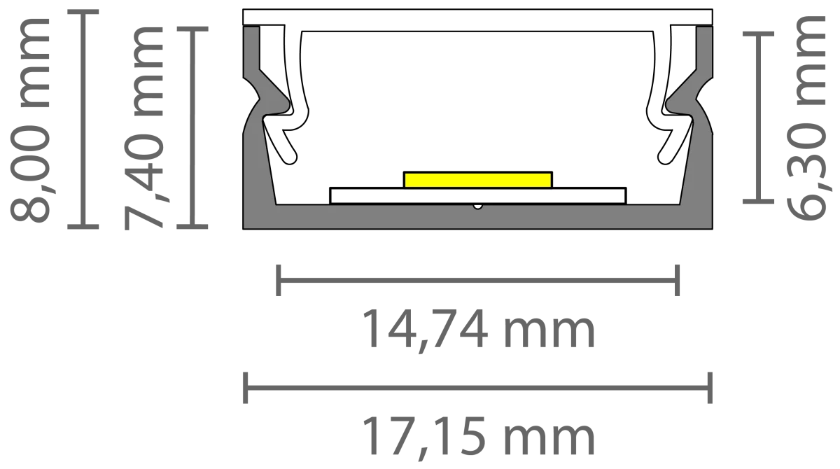Ultraflaches LED Alu Aufbauprofil 2m EXO-NLN1_14 (14 mm) –| Aluminiumprofil für LED-Strips