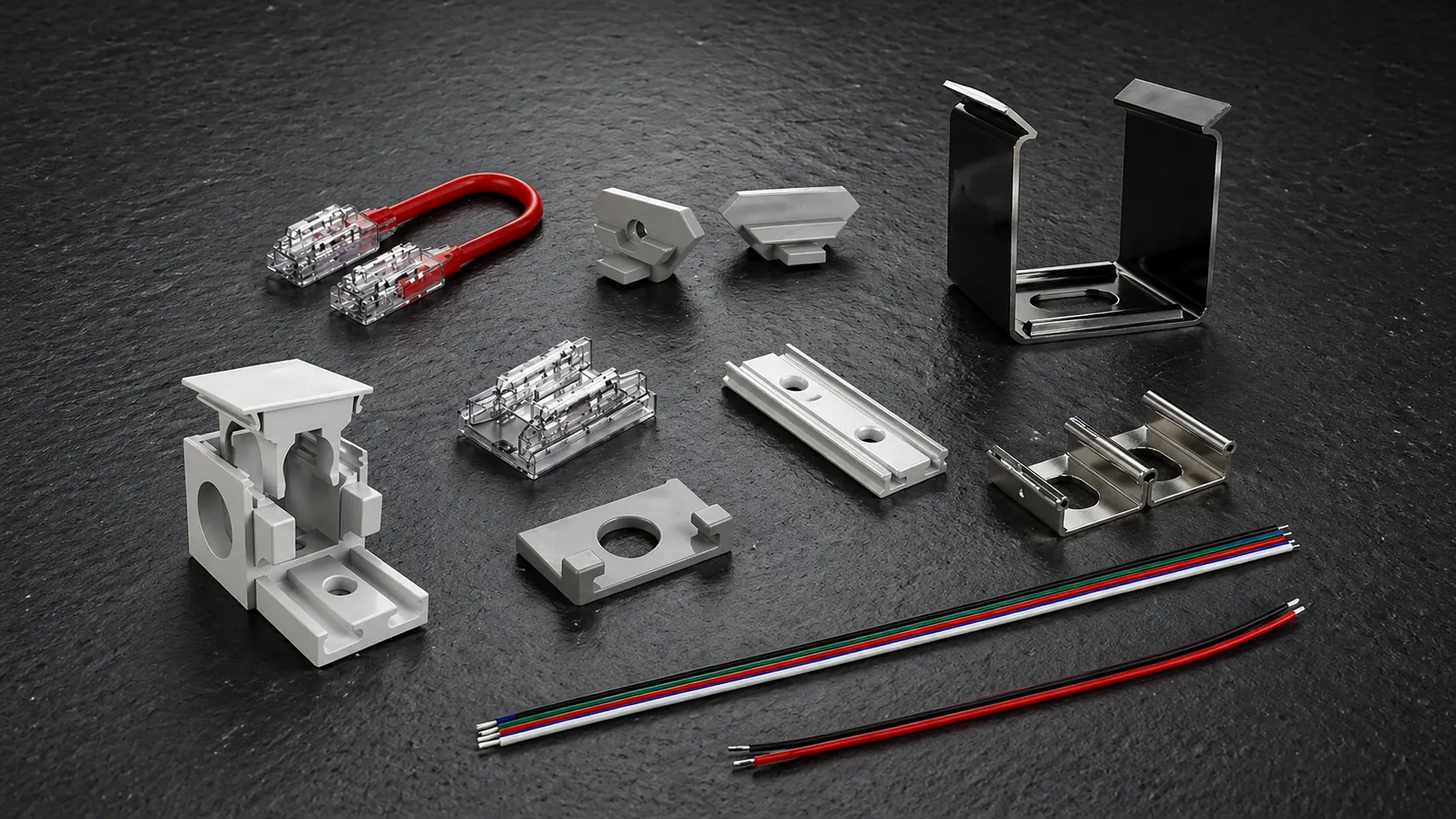 LED Zubehör für LED Profile & Streifen LED Zubehör für LED Profile und Streifen, Übersicht Montage und Verbindungsteile