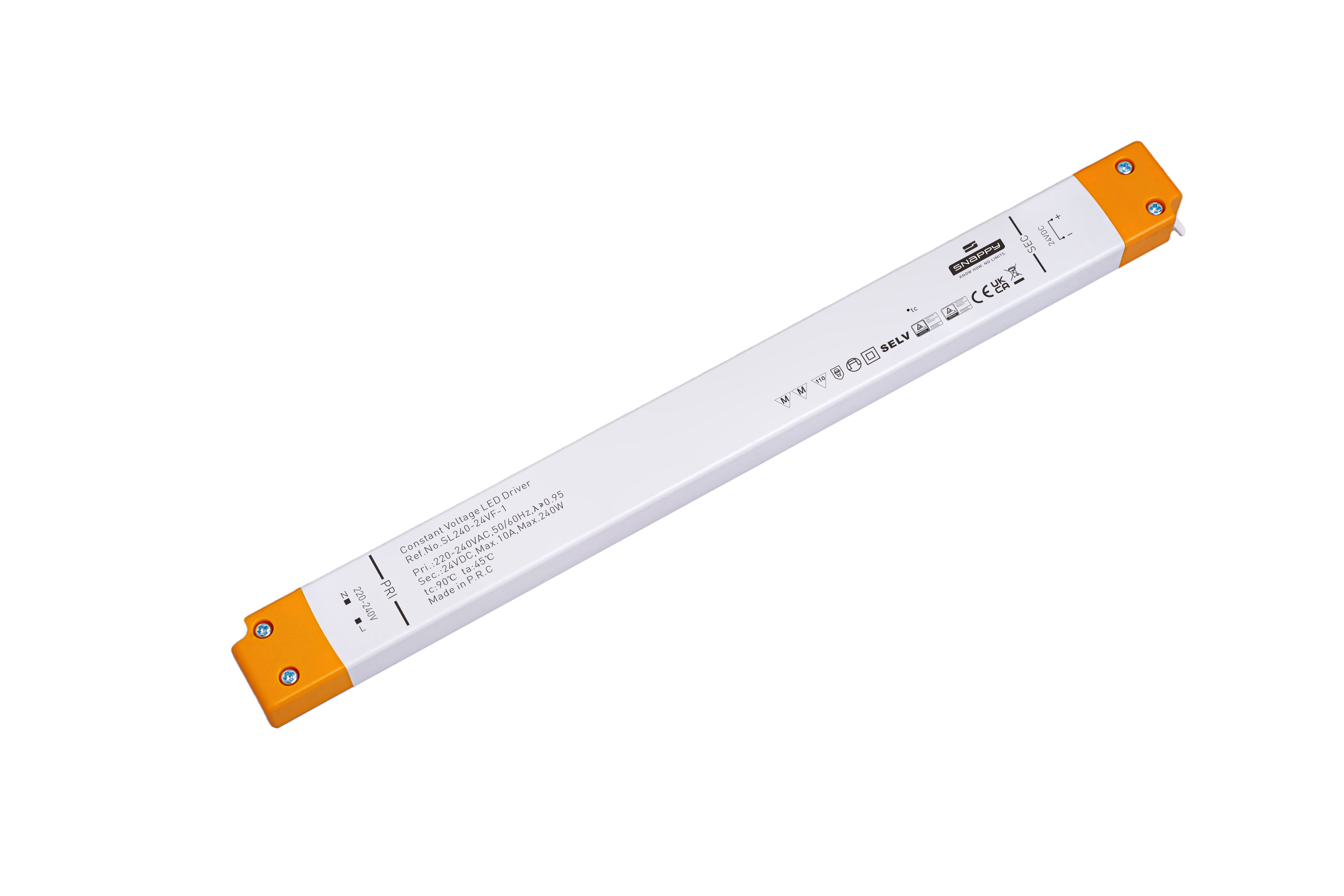 Snappy SL-240-24VL-1 – Slim LED Netzteil 24V DC, 240W, Konstantspannung, IP20, PFC ≥ 0,9, TÜV/SELV